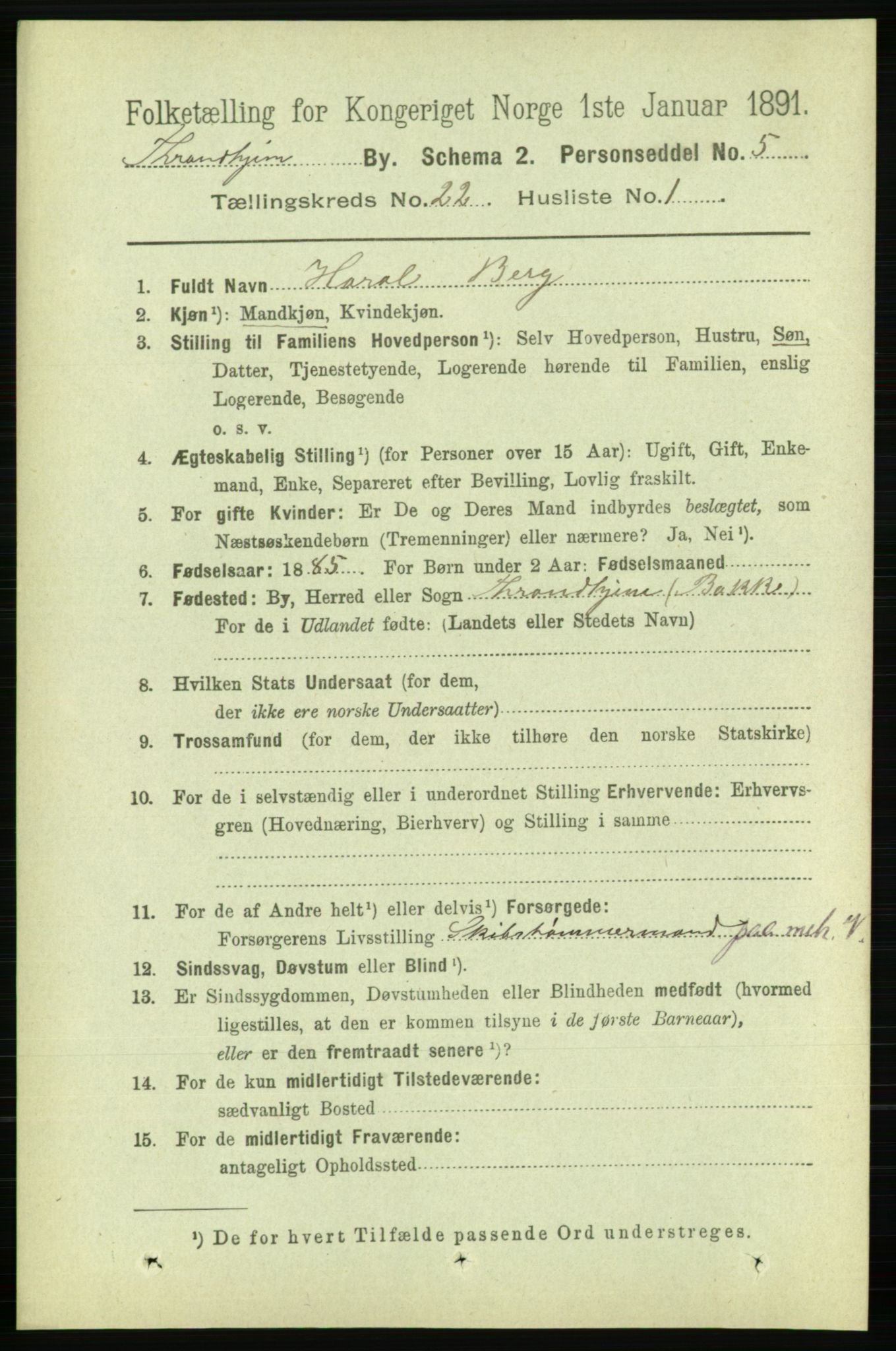 RA, 1891 census for 1601 Trondheim, 1891, p. 16539