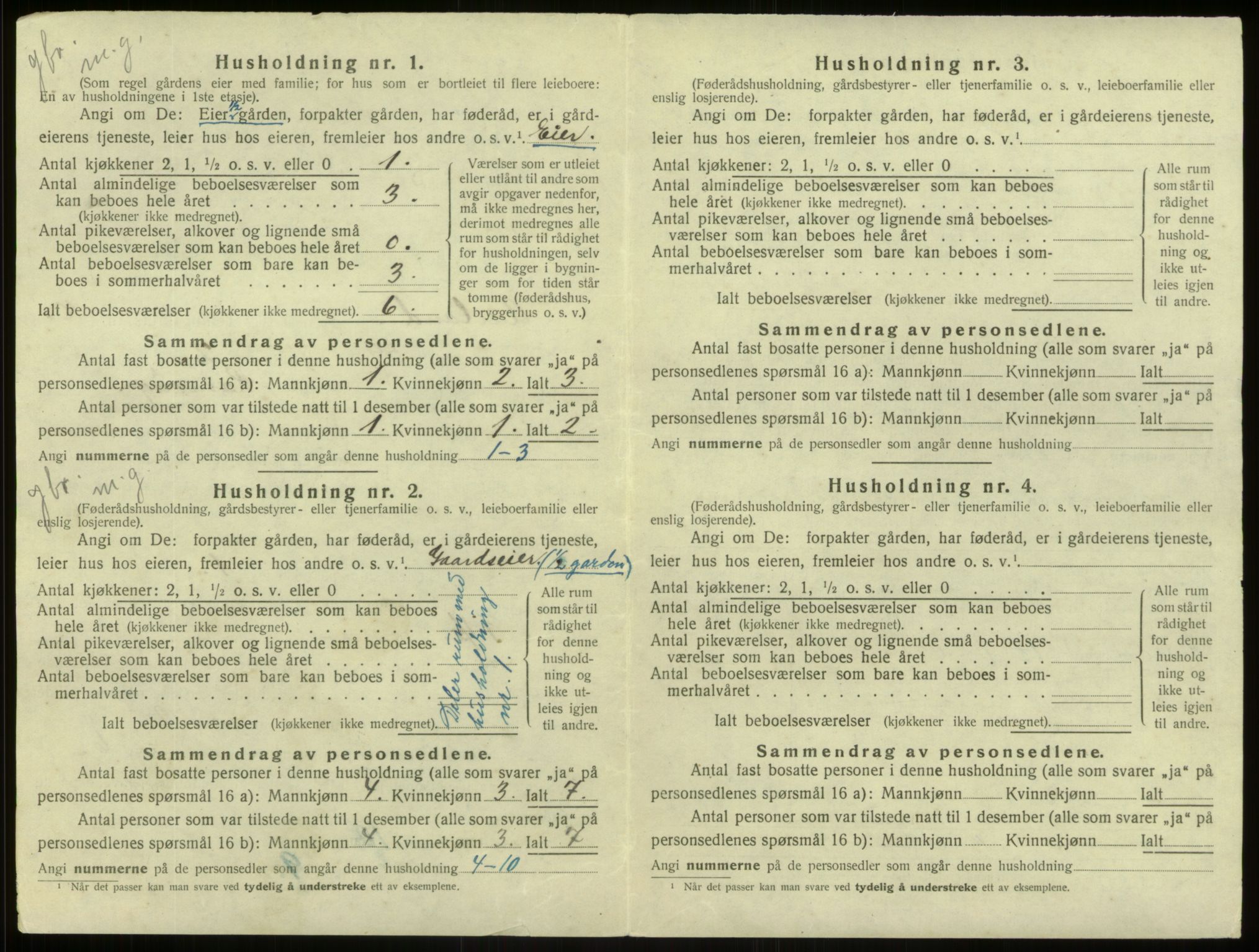 SAB, 1920 census for Aurland, 1920, p. 737