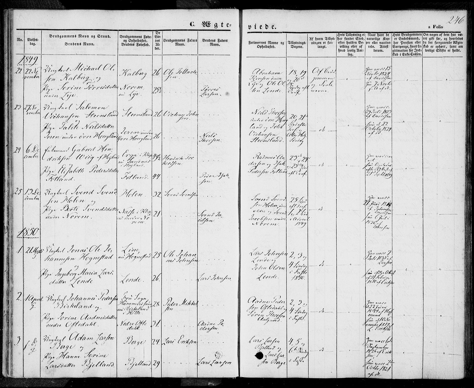 Lye sokneprestkontor, SAST/A-101794/001/30BA/L0006: Parish register (official) no. A 5.2, 1842-1855, p. 246