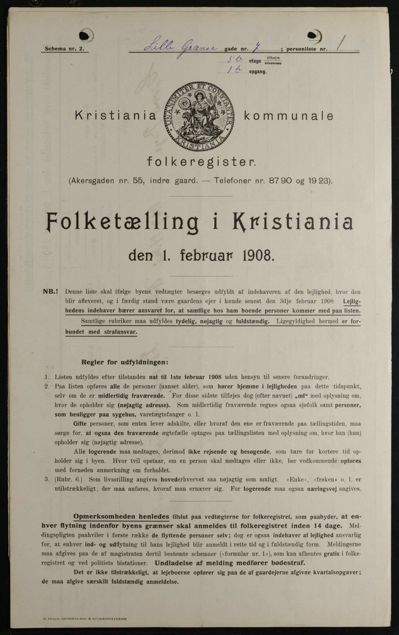 OBA, Municipal Census 1908 for Kristiania, 1908, p. 51658