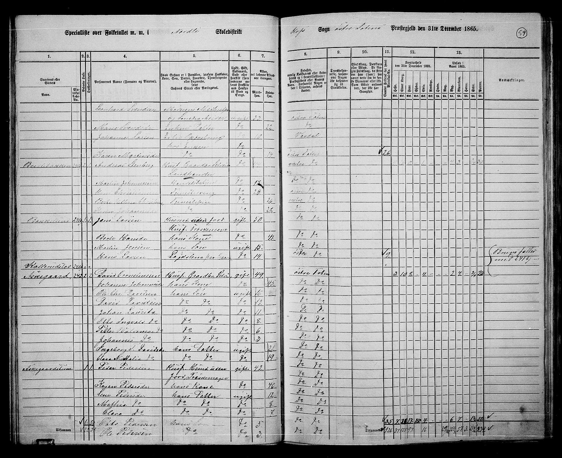 RA, 1865 census for Østre Toten, 1865, p. 184