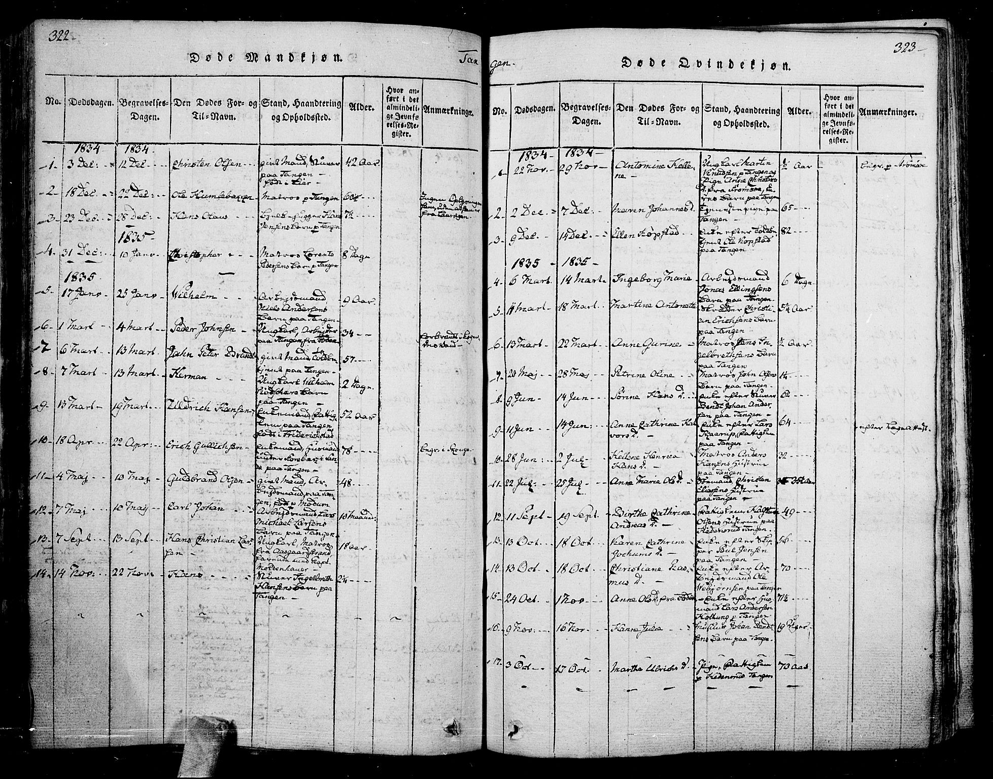 Skoger kirkebøker, SAKO/A-59/F/Fa/L0002: Parish register (official) no. I 2 /2, 1814-1842, p. 322-323