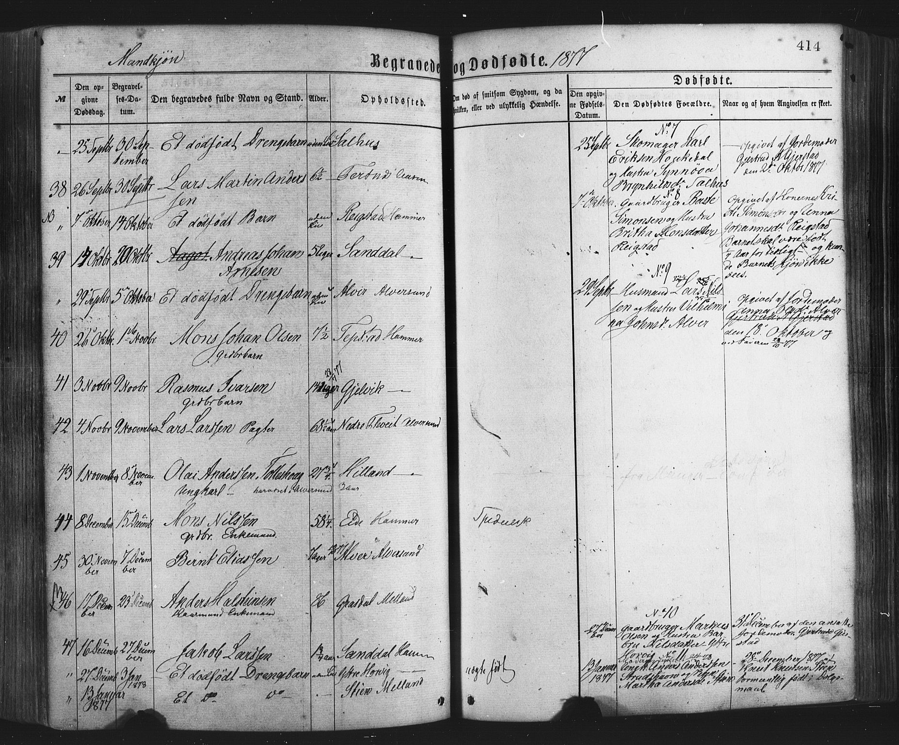 Hamre sokneprestembete, AV/SAB-A-75501/H/Ha/Haa/Haaa/L0015: Parish register (official) no. A 15, 1870-1881, p. 414