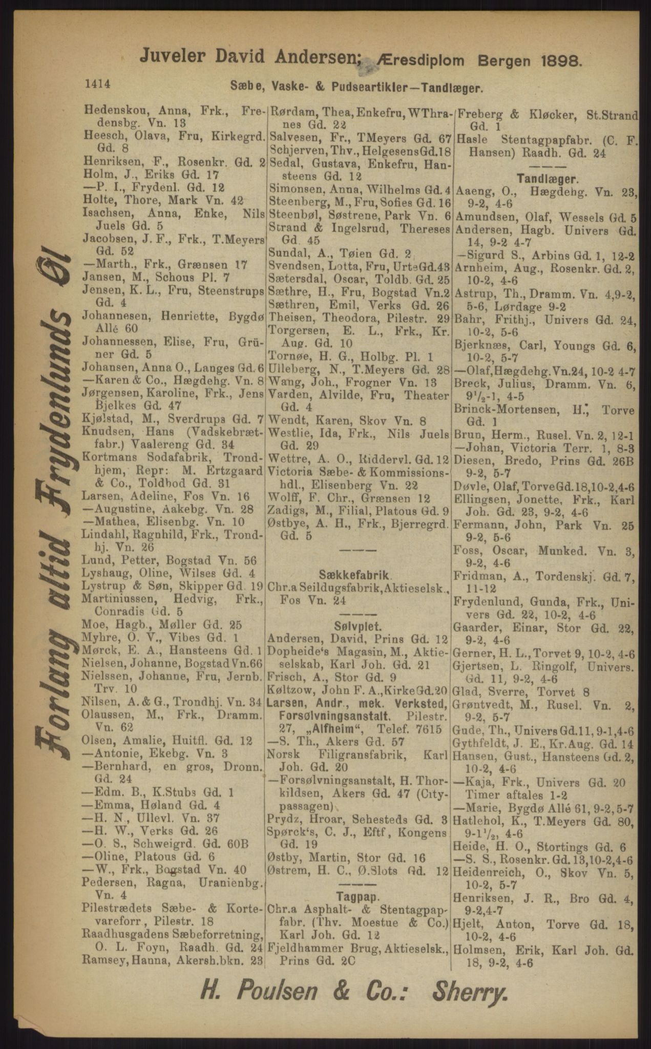 Kristiania/Oslo adressebok, PUBL/-, 1903, p. 1414