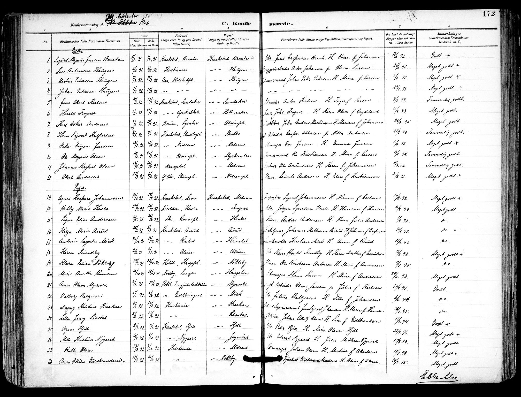 Kråkstad prestekontor Kirkebøker, SAO/A-10125a/F/Fa/L0010: Parish register (official) no. I 10, 1893-1931, p. 172