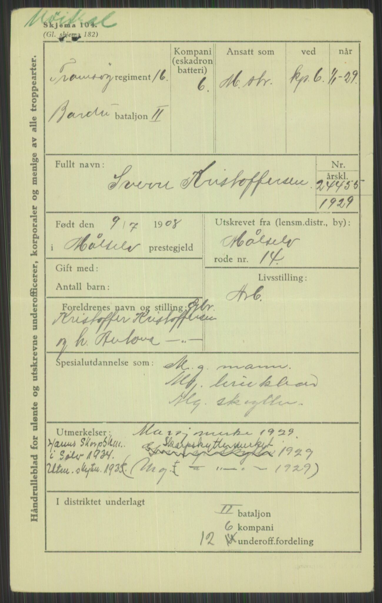 Forsvaret, Troms infanteriregiment nr. 16, AV/RA-RAFA-3146/P/Pa/L0013/0004: Rulleblad / Rulleblad for regimentets menige mannskaper, årsklasse 1929, 1929, p. 669