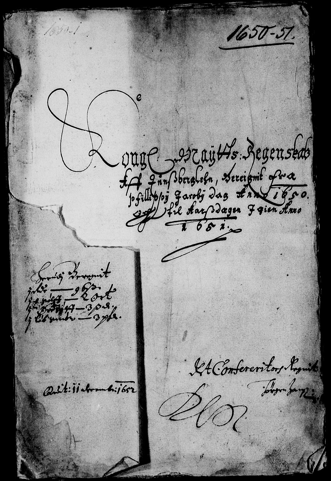 Rentekammeret inntil 1814, Reviderte regnskaper, Lensregnskaper, RA/EA-5023/R/Rb/Rbo/L0029: Tønsberg len, 1649-1651