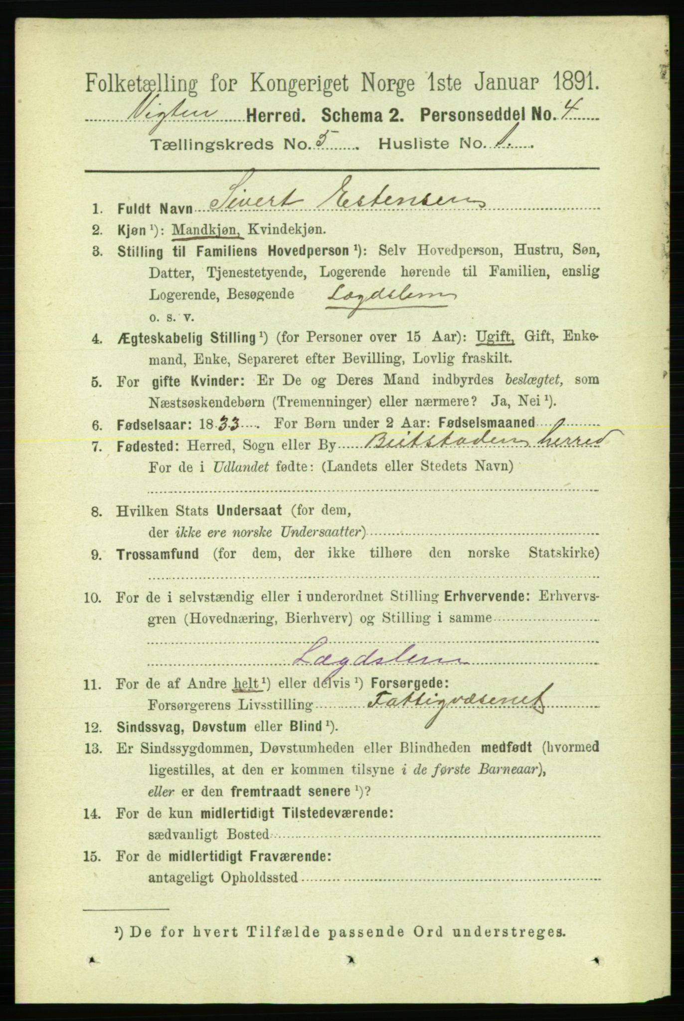 RA, 1891 census for 1750 Vikna, 1891, p. 2845