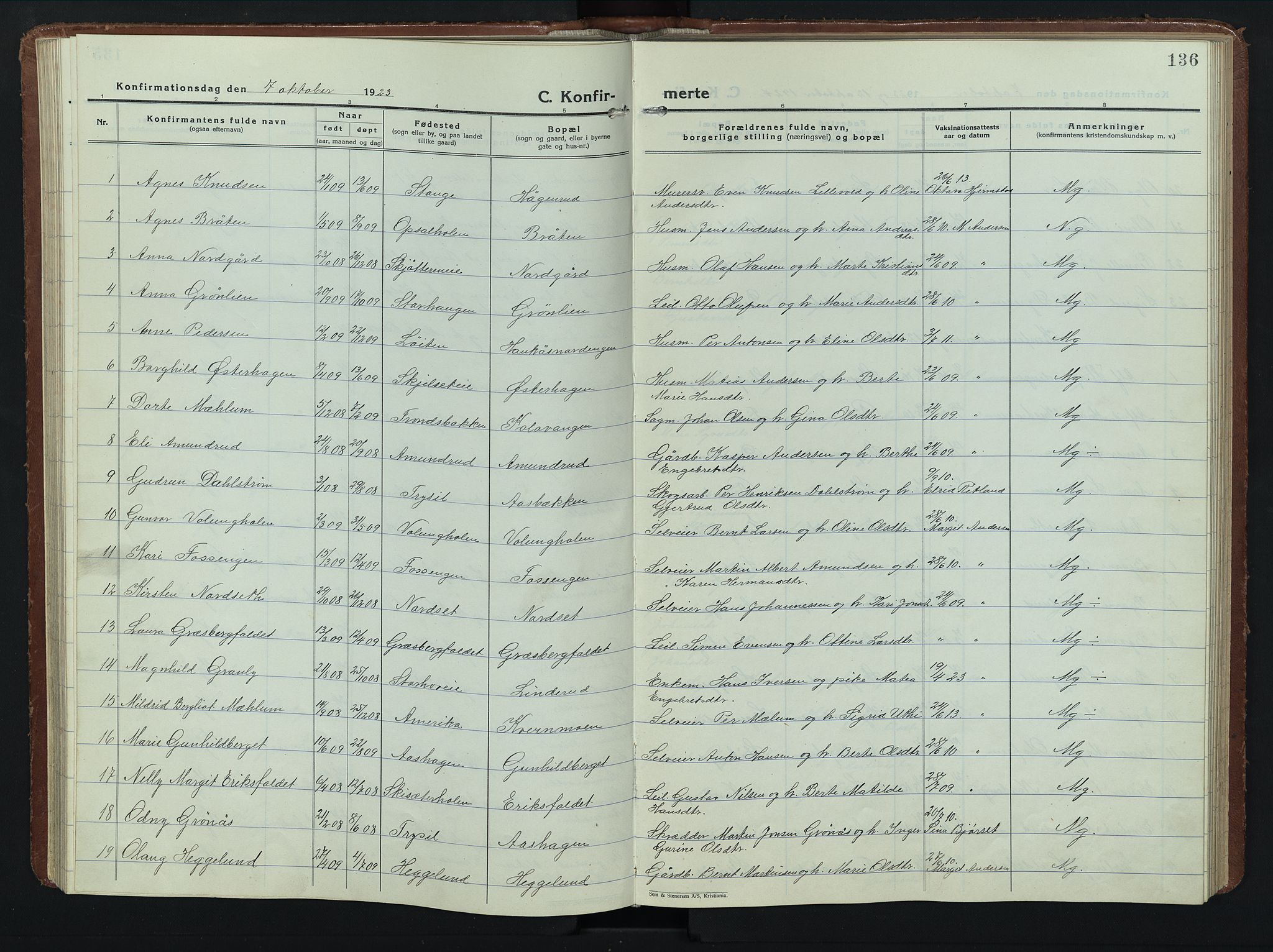 Romedal prestekontor, SAH/PREST-004/L/L0015: Parish register (copy) no. 15, 1923-1949, p. 136