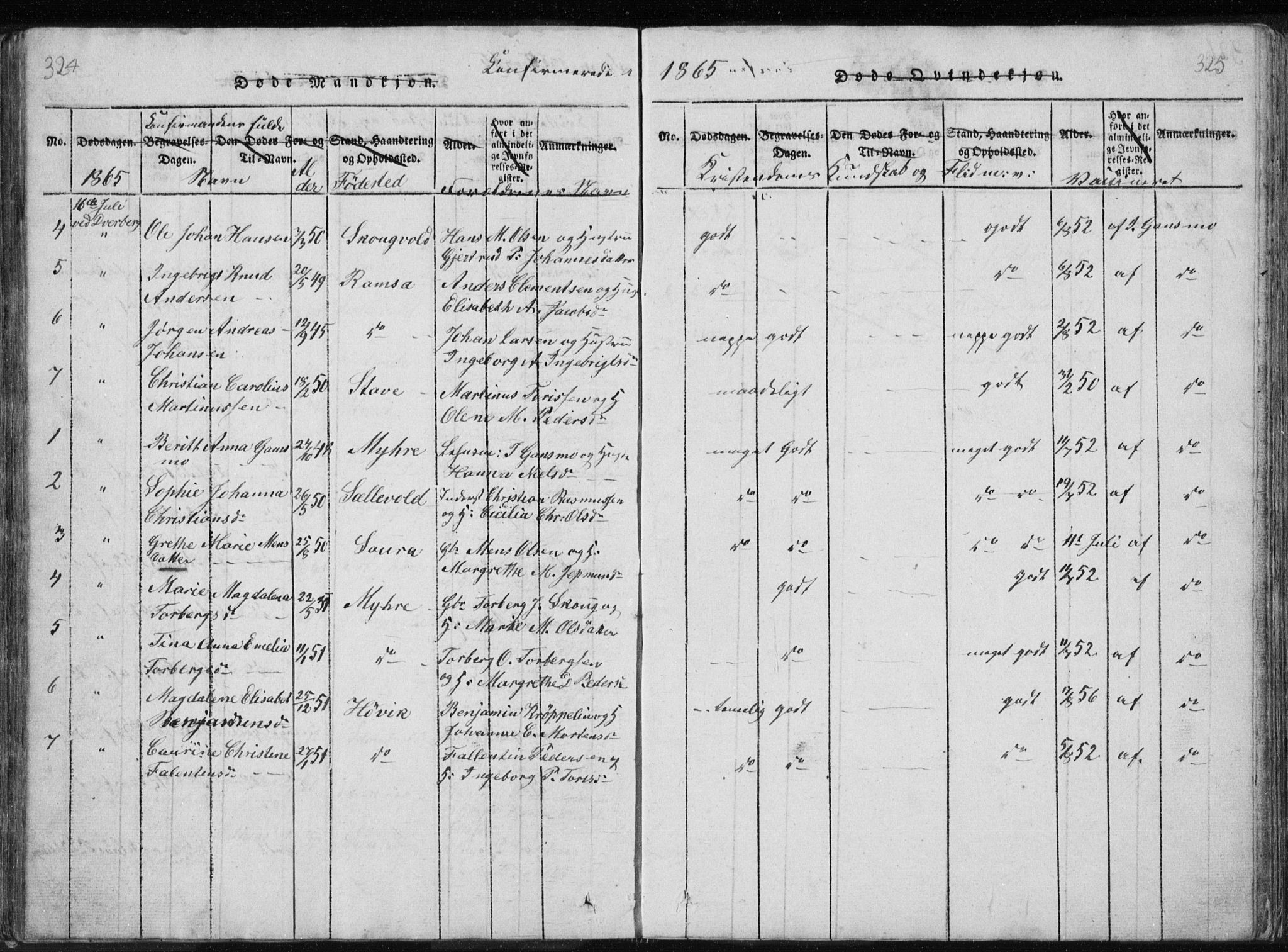 Ministerialprotokoller, klokkerbøker og fødselsregistre - Nordland, AV/SAT-A-1459/897/L1411: Parish register (copy) no. 897C01, 1820-1866, p. 324-325