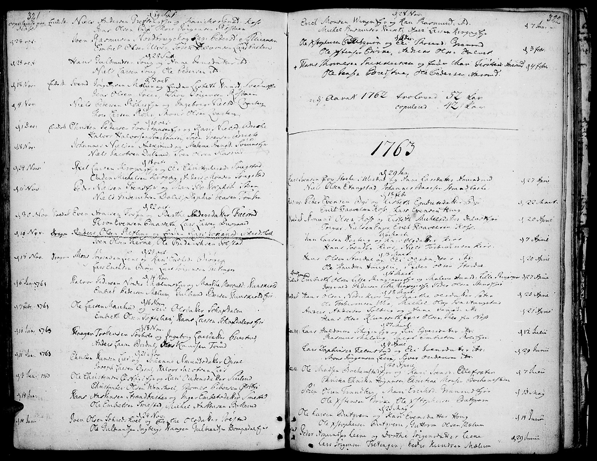 Ringsaker prestekontor, AV/SAH-PREST-014/K/Ka/L0002: Parish register (official) no. 2, 1747-1774, p. 321-322