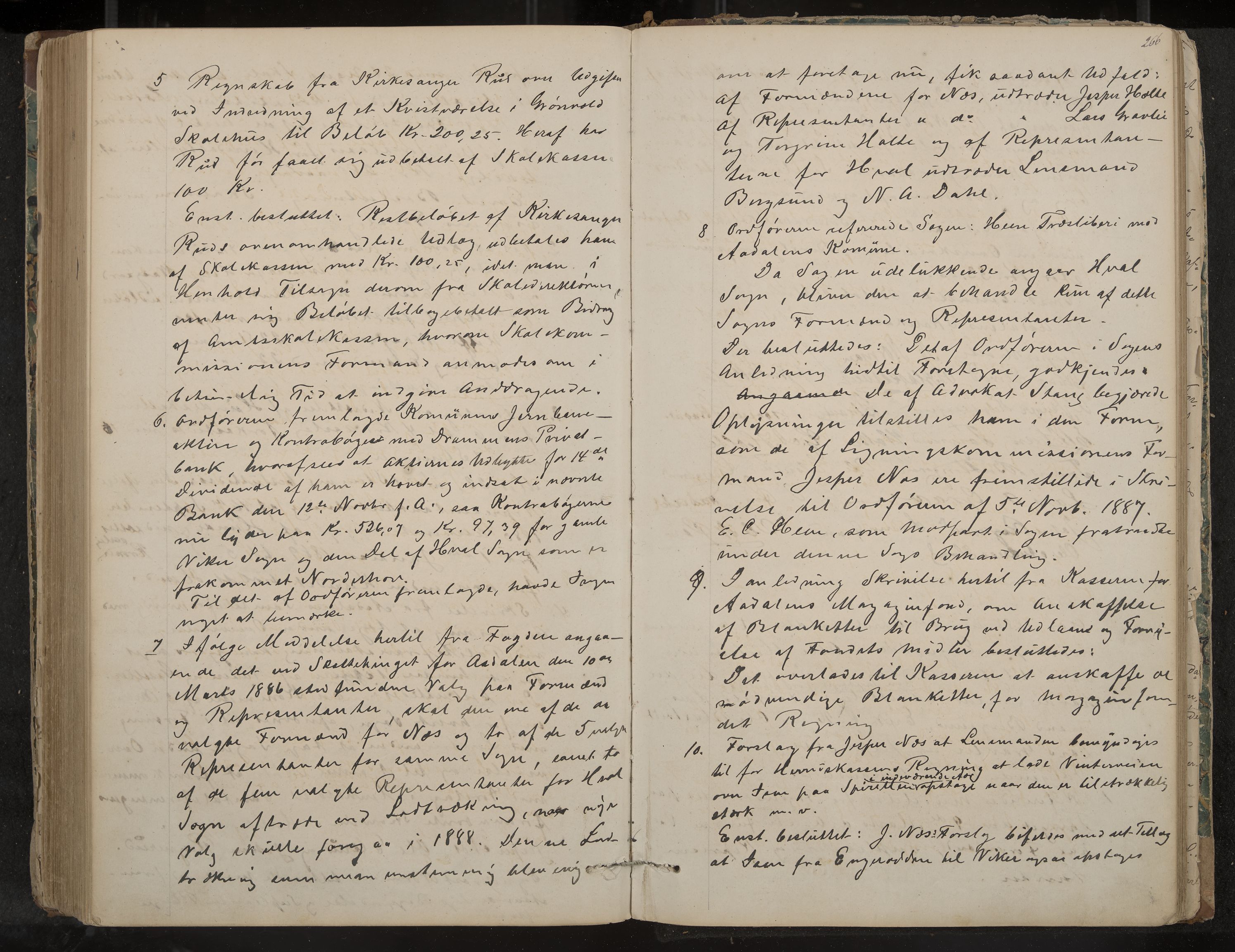 Ådal formannskap og sentraladministrasjon, IKAK/0614021/A/Aa/L0001: Møtebok, 1858-1891, p. 266