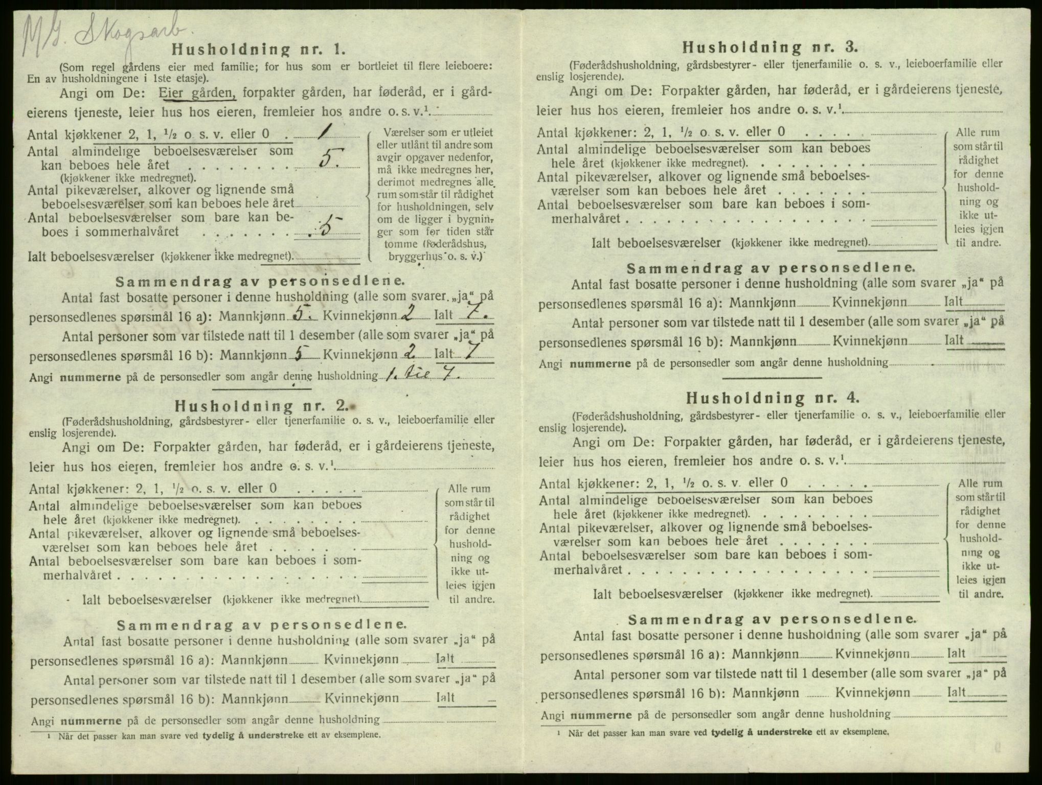 SAKO, 1920 census for Botne, 1920, p. 849