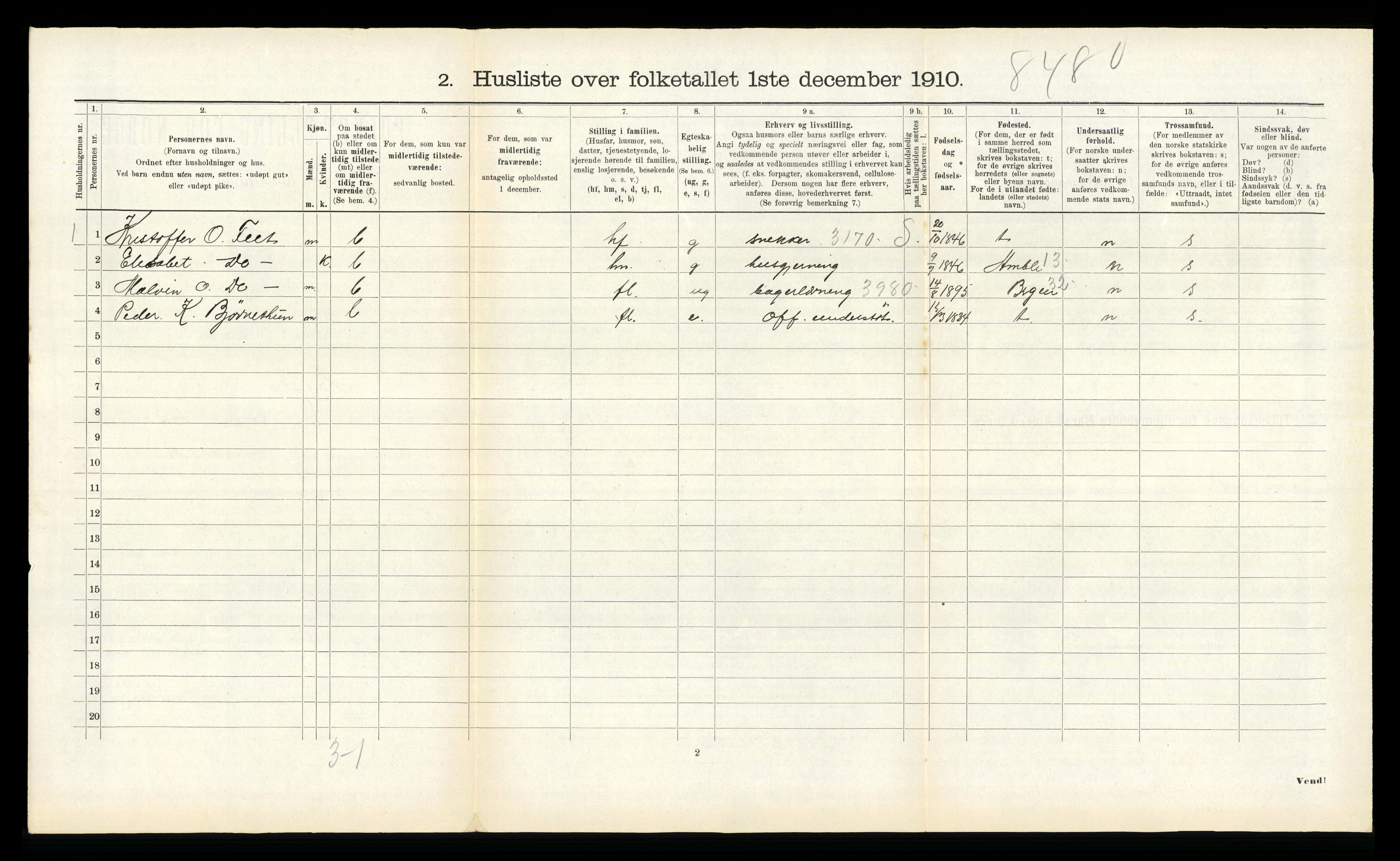 RA, 1910 census for Hafslo, 1910, p. 560