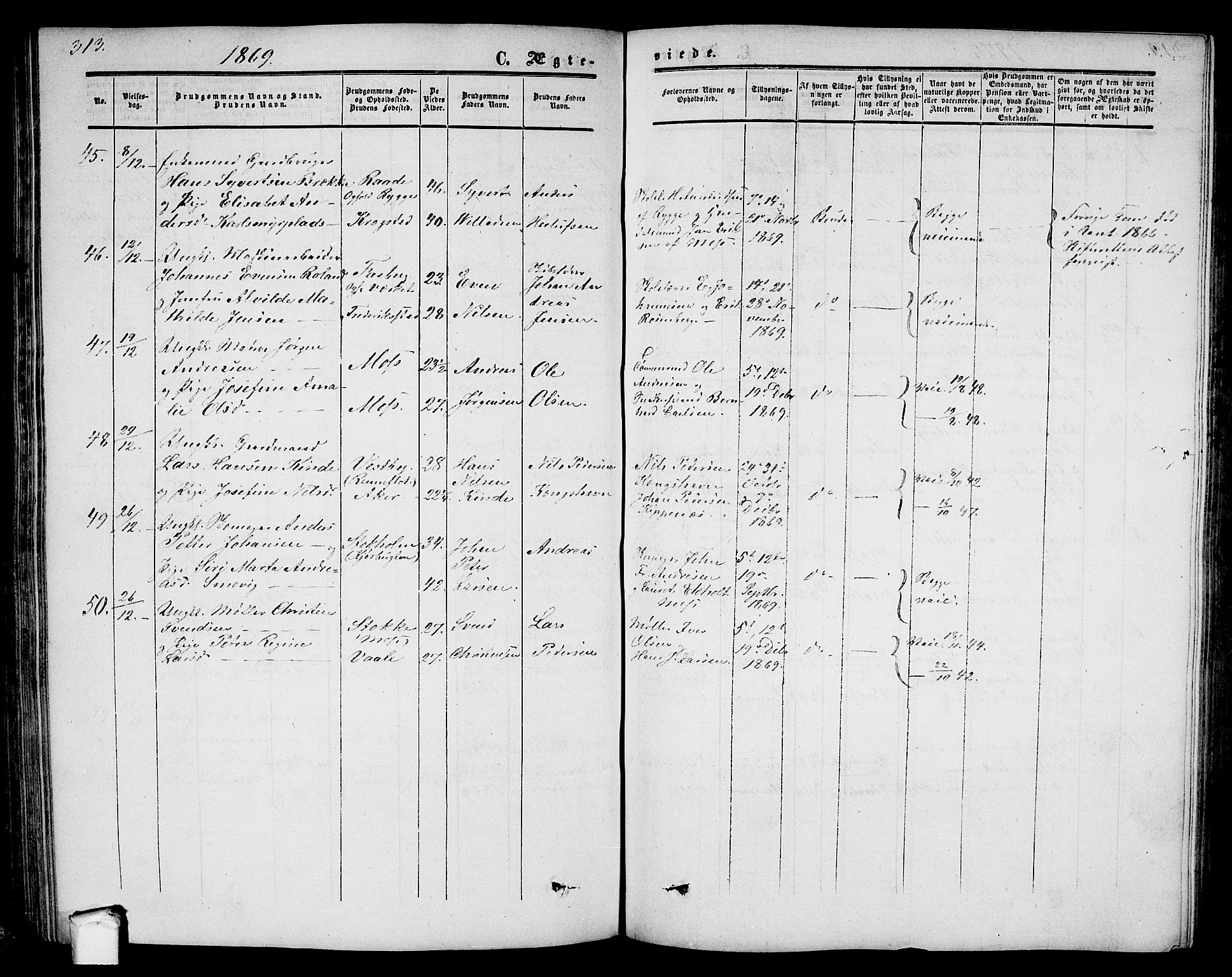 Moss prestekontor Kirkebøker, AV/SAO-A-2003/G/Ga/L0002: Parish register (copy) no. I 2, 1852-1871, p. 313