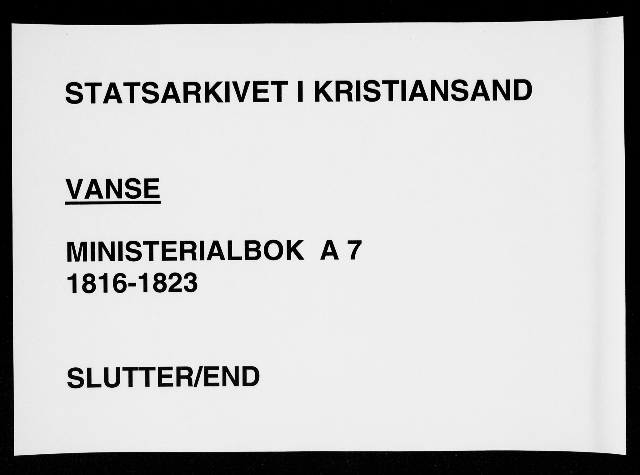 Lista sokneprestkontor, AV/SAK-1111-0027/F/Fa/L0007: Parish register (official) no. A 7, 1816-1823