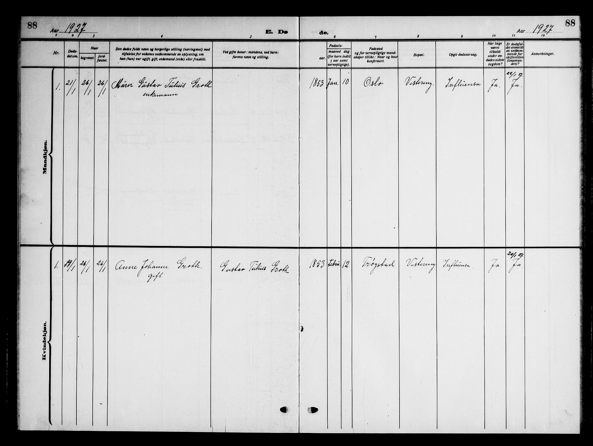 Ås prestekontor Kirkebøker, SAO/A-10894/G/Gc/L0002: Parish register (copy) no. III 2, 1925-1951, p. 88