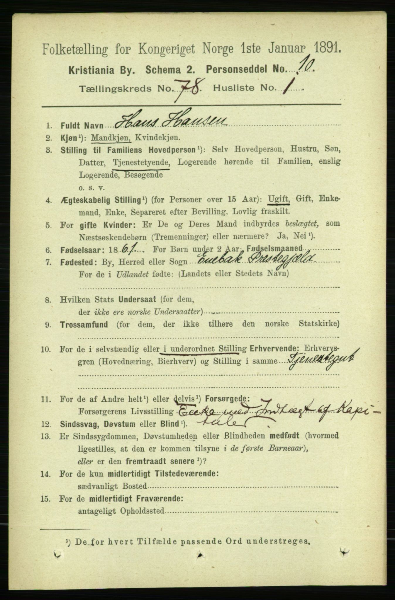 RA, 1891 census for 0301 Kristiania, 1891, p. 40905