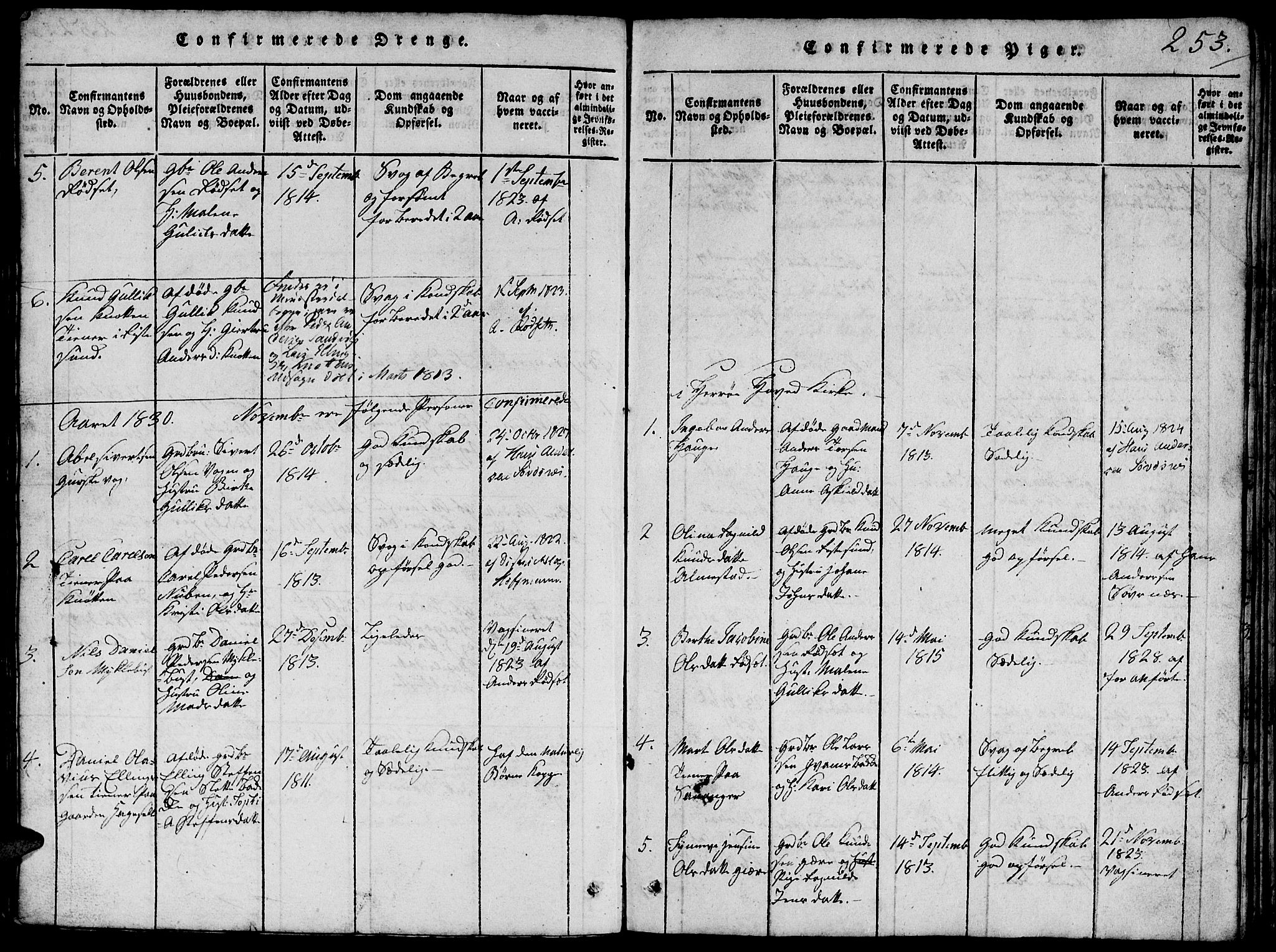 Ministerialprotokoller, klokkerbøker og fødselsregistre - Møre og Romsdal, SAT/A-1454/503/L0046: Parish register (copy) no. 503C01, 1816-1842, p. 253