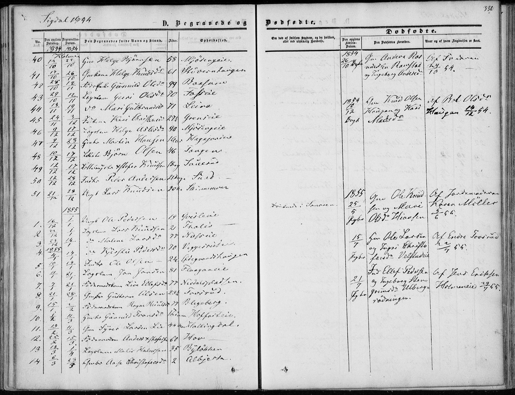 Sigdal kirkebøker, AV/SAKO-A-245/F/Fa/L0008: Parish register (official) no. I 8, 1850-1859, p. 330