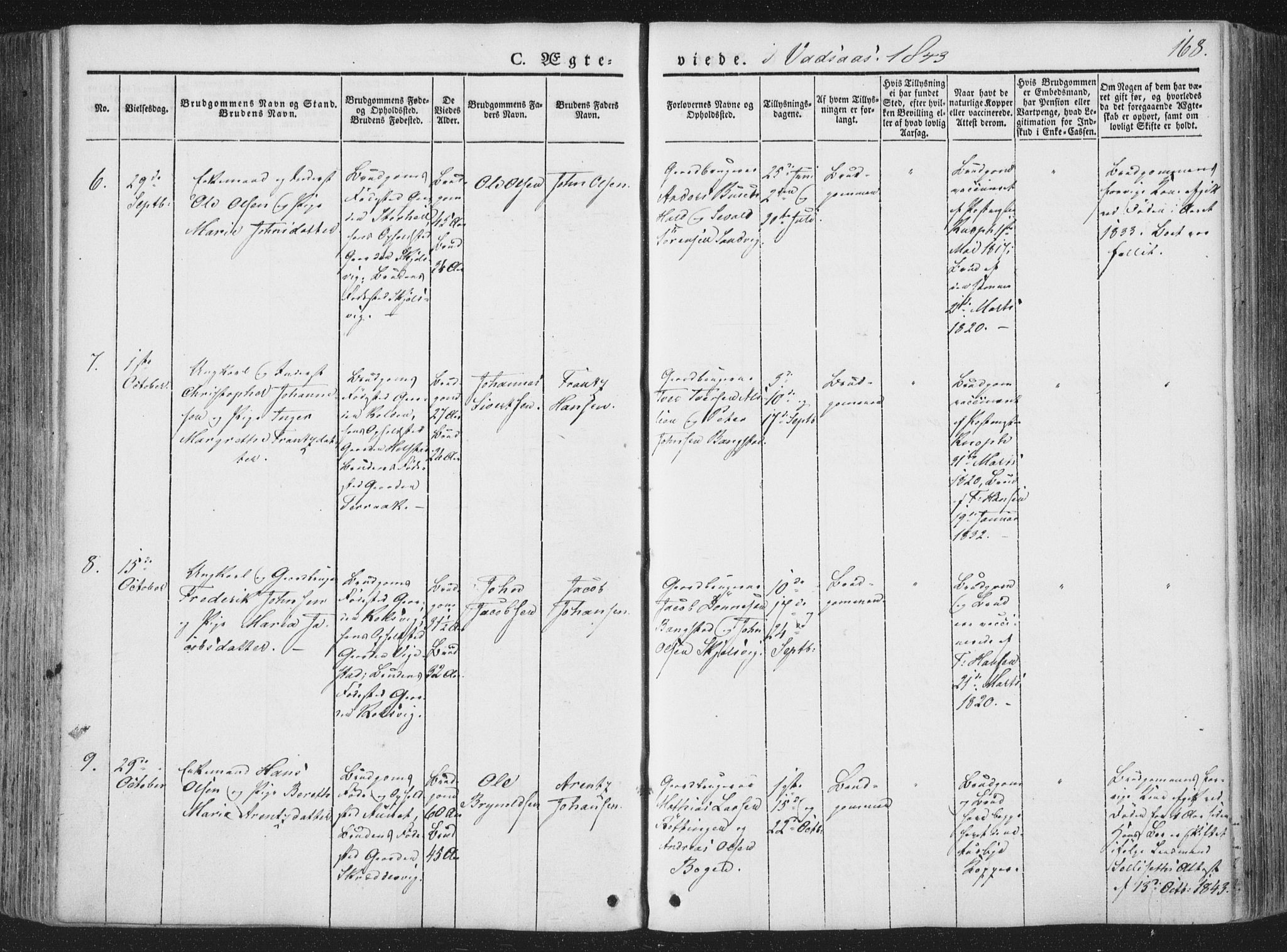 Ministerialprotokoller, klokkerbøker og fødselsregistre - Nordland, AV/SAT-A-1459/810/L0144: Parish register (official) no. 810A07 /1, 1841-1862, p. 168