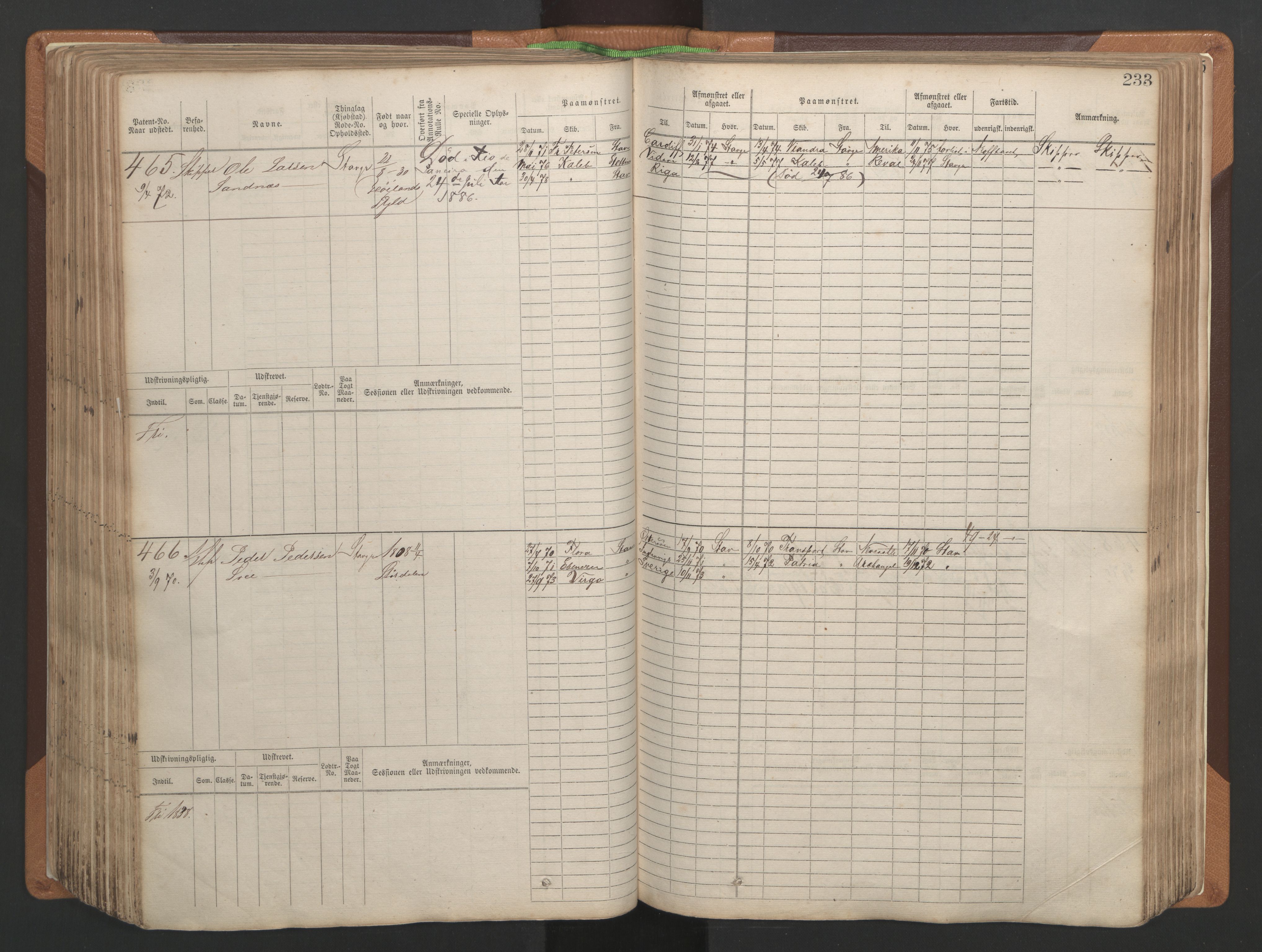 Stavanger sjømannskontor, AV/SAST-A-102006/F/Fb/Fbb/L0004: Sjøfartshovedrulle, patentnr. 1-792 (del 1), 1869-1880, p. 239