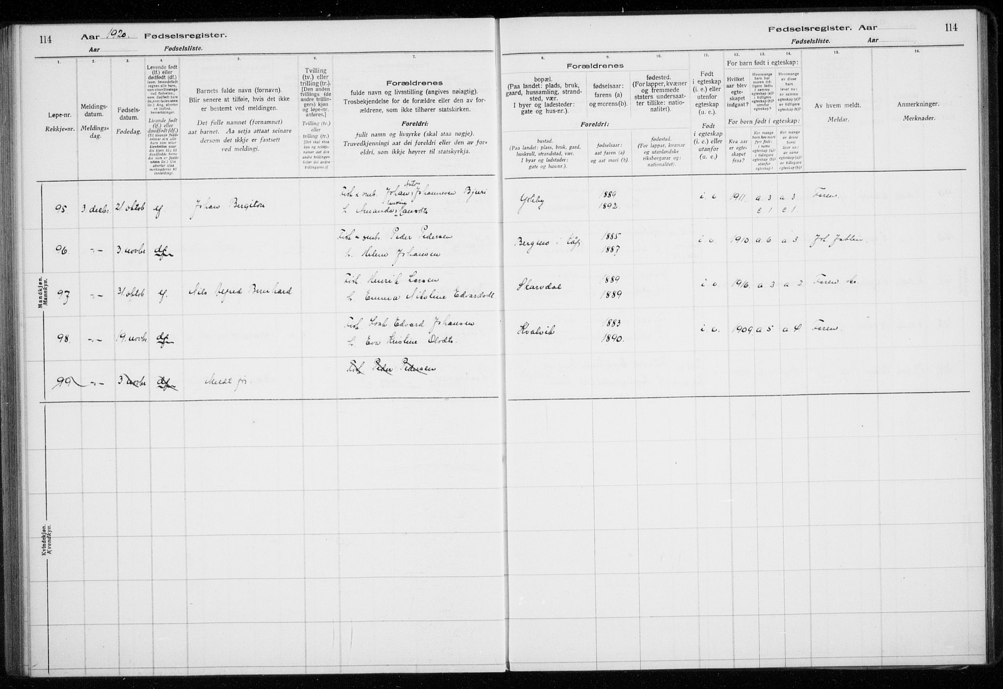 Lyngen sokneprestembete, AV/SATØ-S-1289/I/Ia/L0075: Birth register no. 75, 1916-1924, p. 114