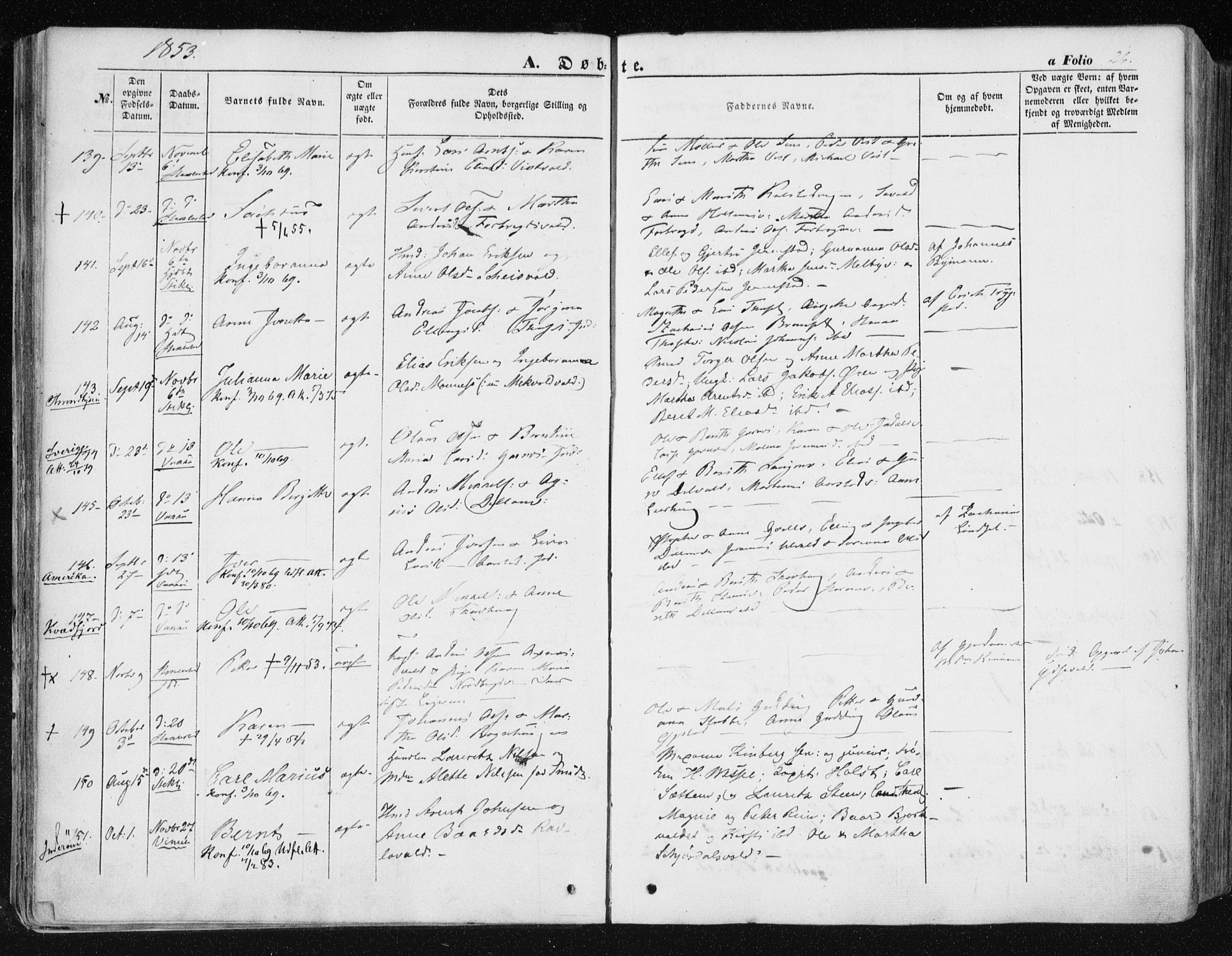 Ministerialprotokoller, klokkerbøker og fødselsregistre - Nord-Trøndelag, AV/SAT-A-1458/723/L0240: Parish register (official) no. 723A09, 1852-1860, p. 26
