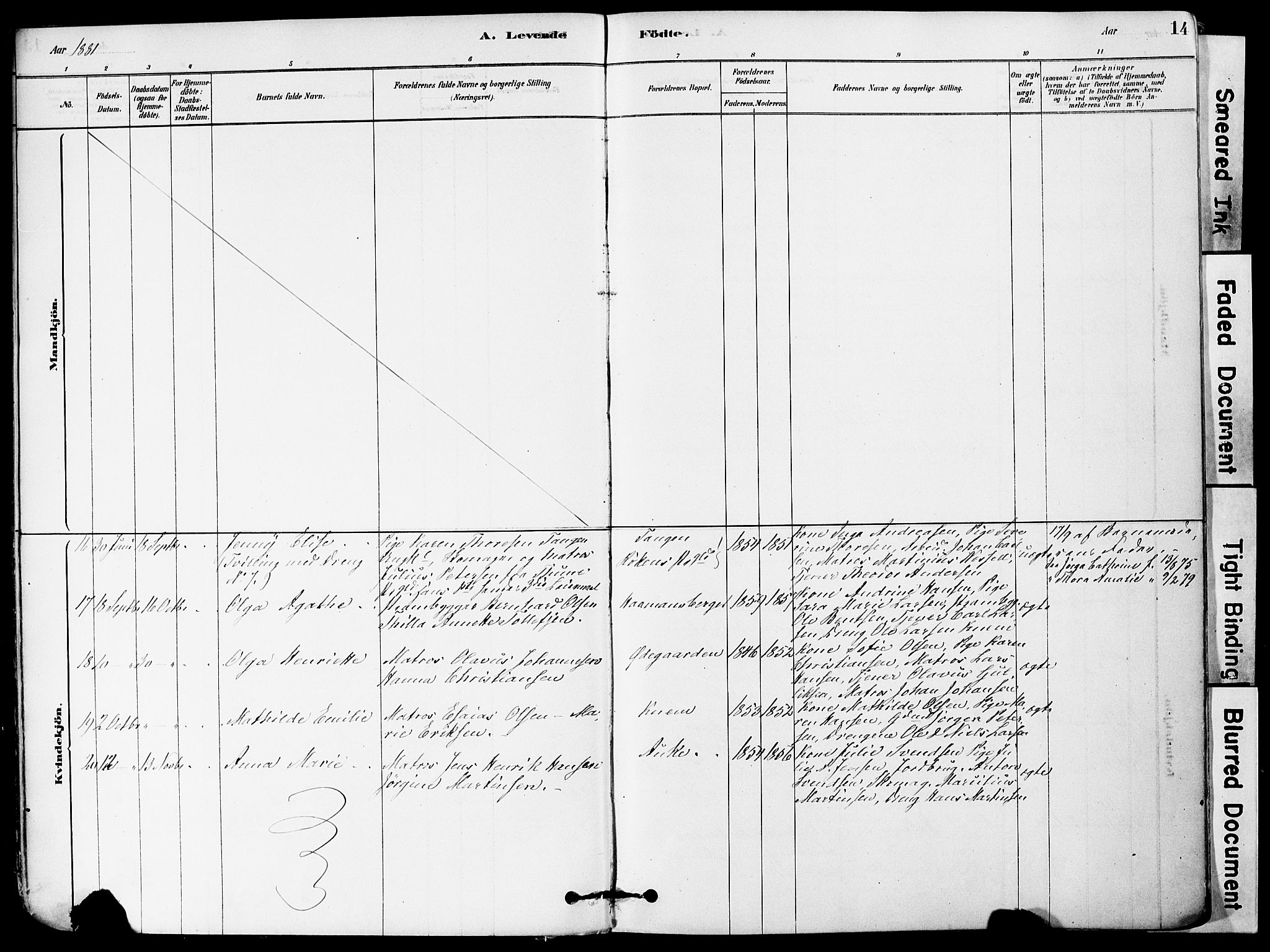 Strømm kirkebøker, SAKO/A-322/F/Fa/L0004: Parish register (official) no. I 4, 1878-1899, p. 14