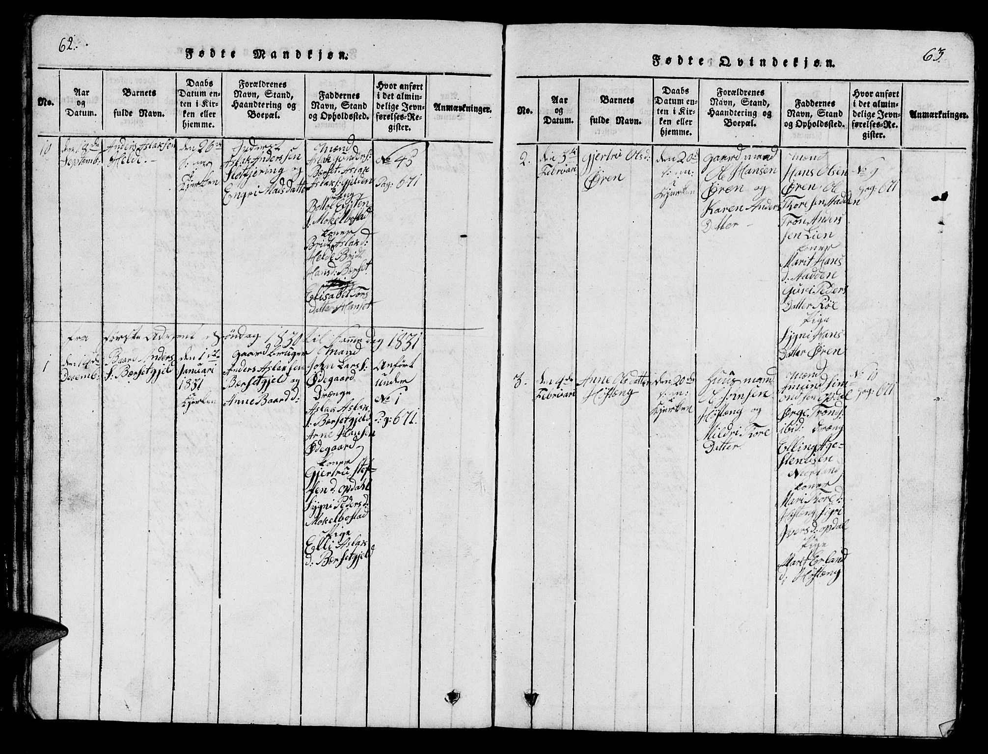 Ministerialprotokoller, klokkerbøker og fødselsregistre - Møre og Romsdal, SAT/A-1454/554/L0644: Parish register (copy) no. 554C01, 1818-1851, p. 62-63
