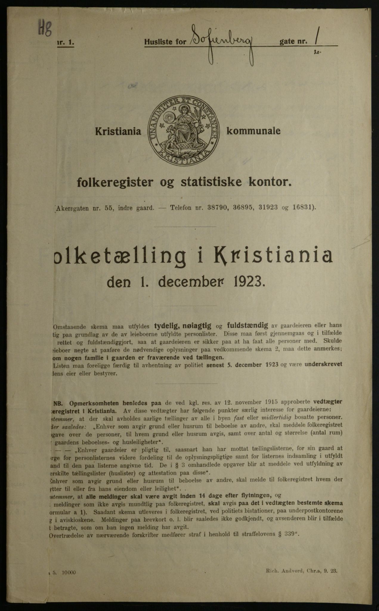 OBA, Municipal Census 1923 for Kristiania, 1923, p. 108234
