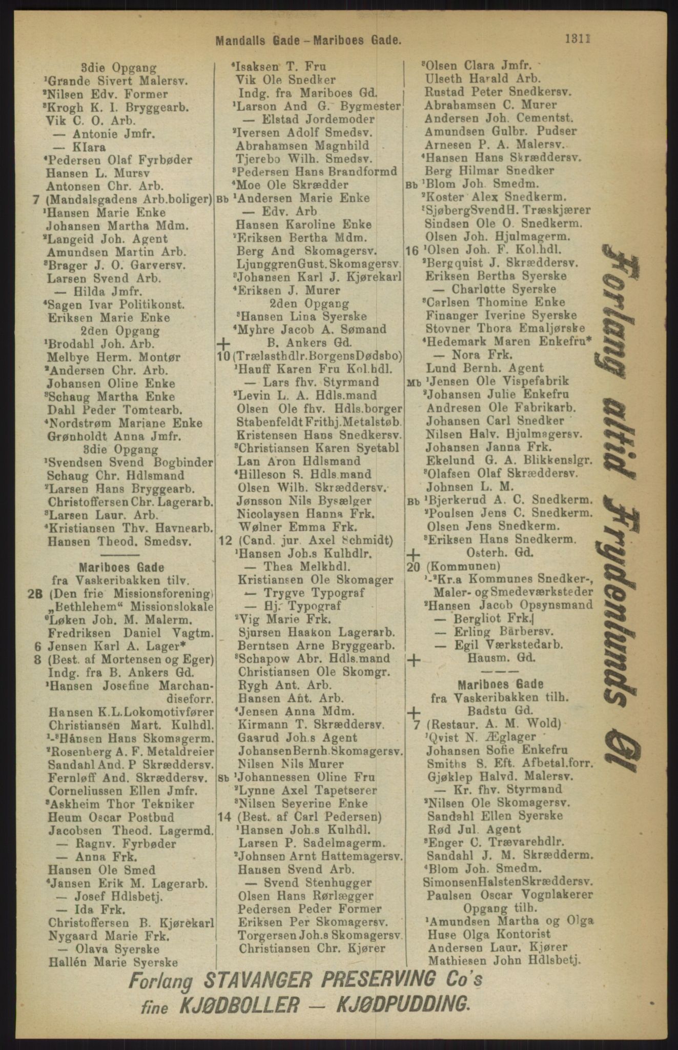Kristiania/Oslo adressebok, PUBL/-, 1911, p. 1311