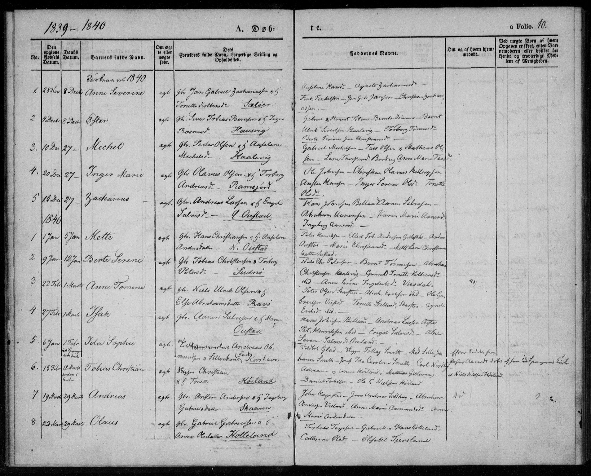 Lyngdal sokneprestkontor, AV/SAK-1111-0029/F/Fa/Faa/L0001: Parish register (official) no. A 1, 1837-1857, p. 10