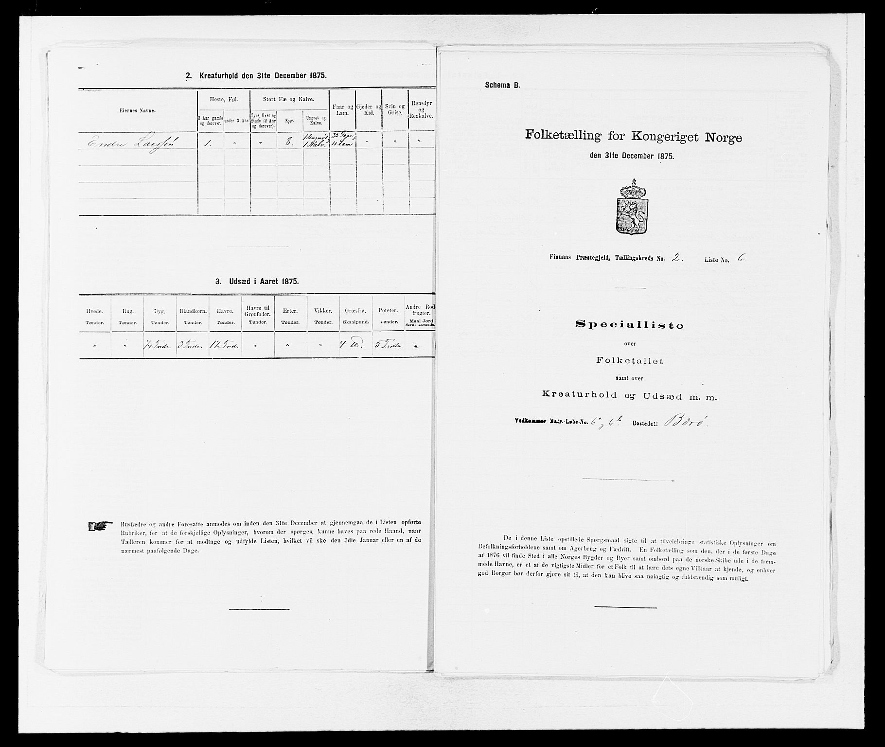 SAB, 1875 census for 1218P Finnås, 1875, p. 242