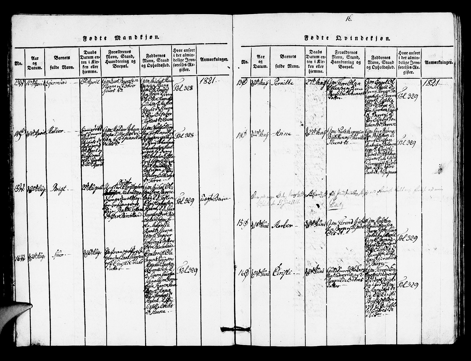 Kvam sokneprestembete, AV/SAB-A-76201/H/Hab: Parish register (copy) no. A 1, 1818-1832, p. 16