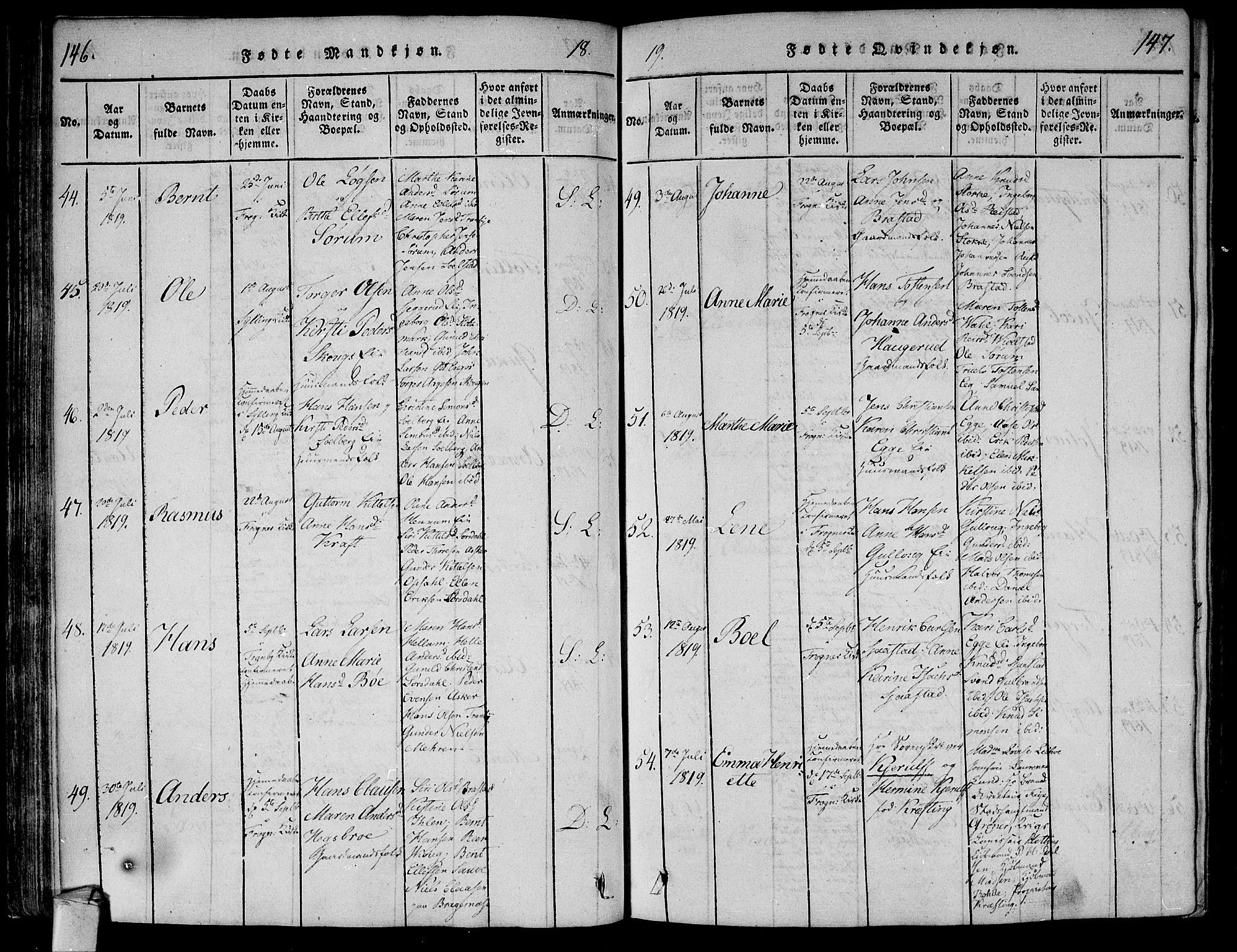 Lier kirkebøker, AV/SAKO-A-230/F/Fa/L0008: Parish register (official) no. I 8, 1813-1825, p. 146-147