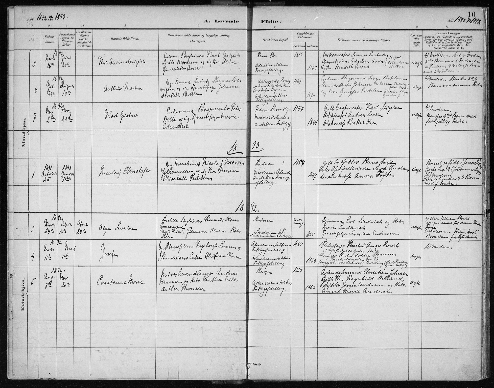 Bergen kommunale pleiehjem - stiftelsespresten, SAB/A-100281: Parish register (official) no. A 2, 1887-1939, p. 10