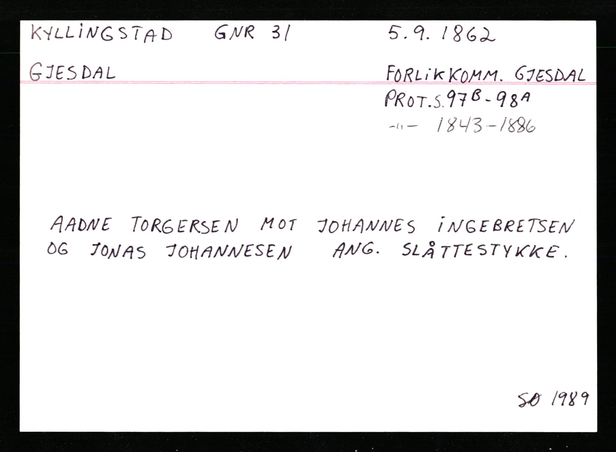 Statsarkivet i Stavanger, AV/SAST-A-101971/03/Y/Ym/L0033: Åstedskort sortert etter gårdsnavn: Kvelland - Lagestranden, 1600-1950, p. 495