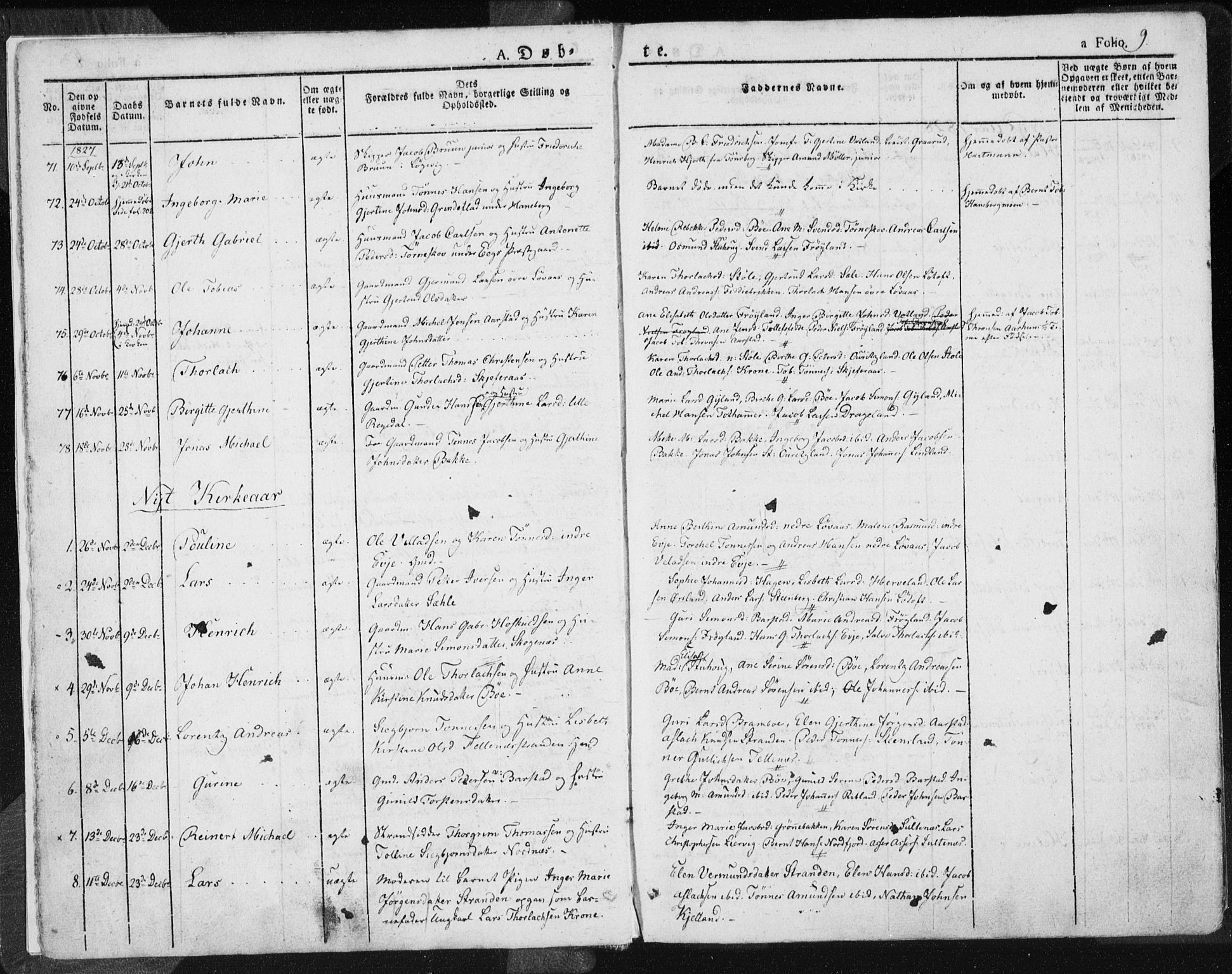 Sokndal sokneprestkontor, SAST/A-101808: Parish register (official) no. A 7.1, 1826-1842, p. 9