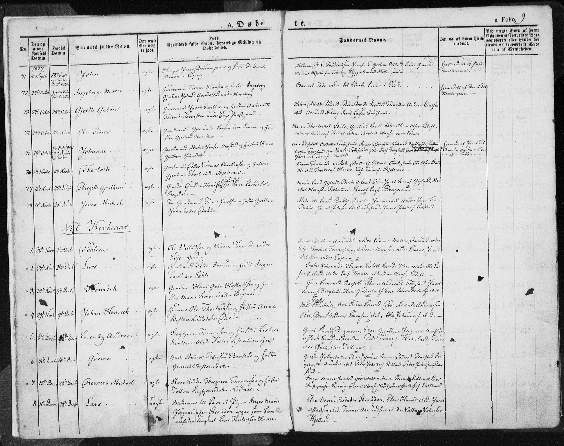 Sokndal sokneprestkontor, AV/SAST-A-101808: Parish register (official) no. A 7.1, 1826-1842, p. 9