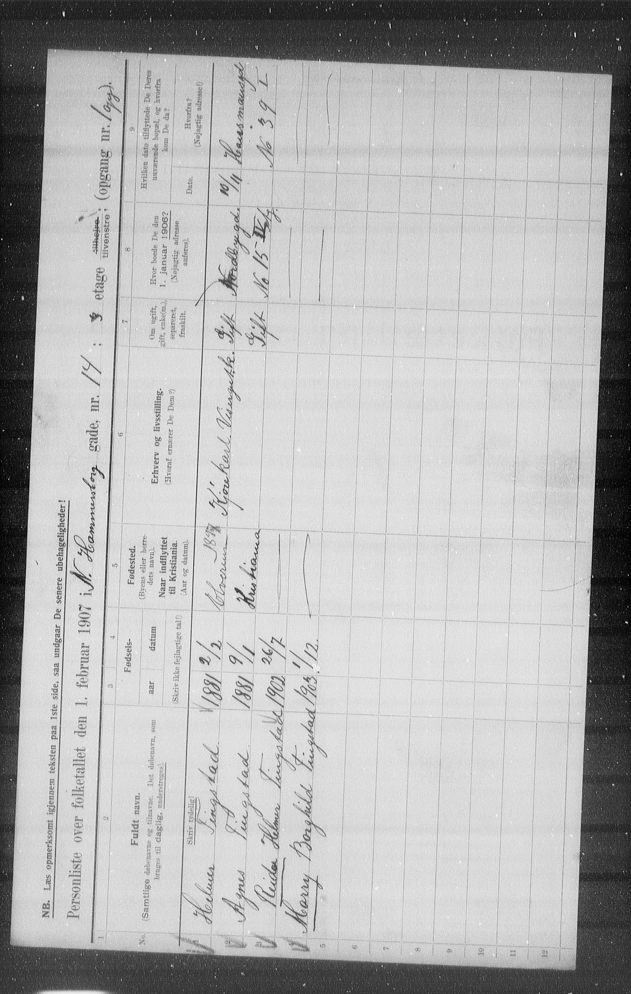 OBA, Municipal Census 1907 for Kristiania, 1907, p. 35488