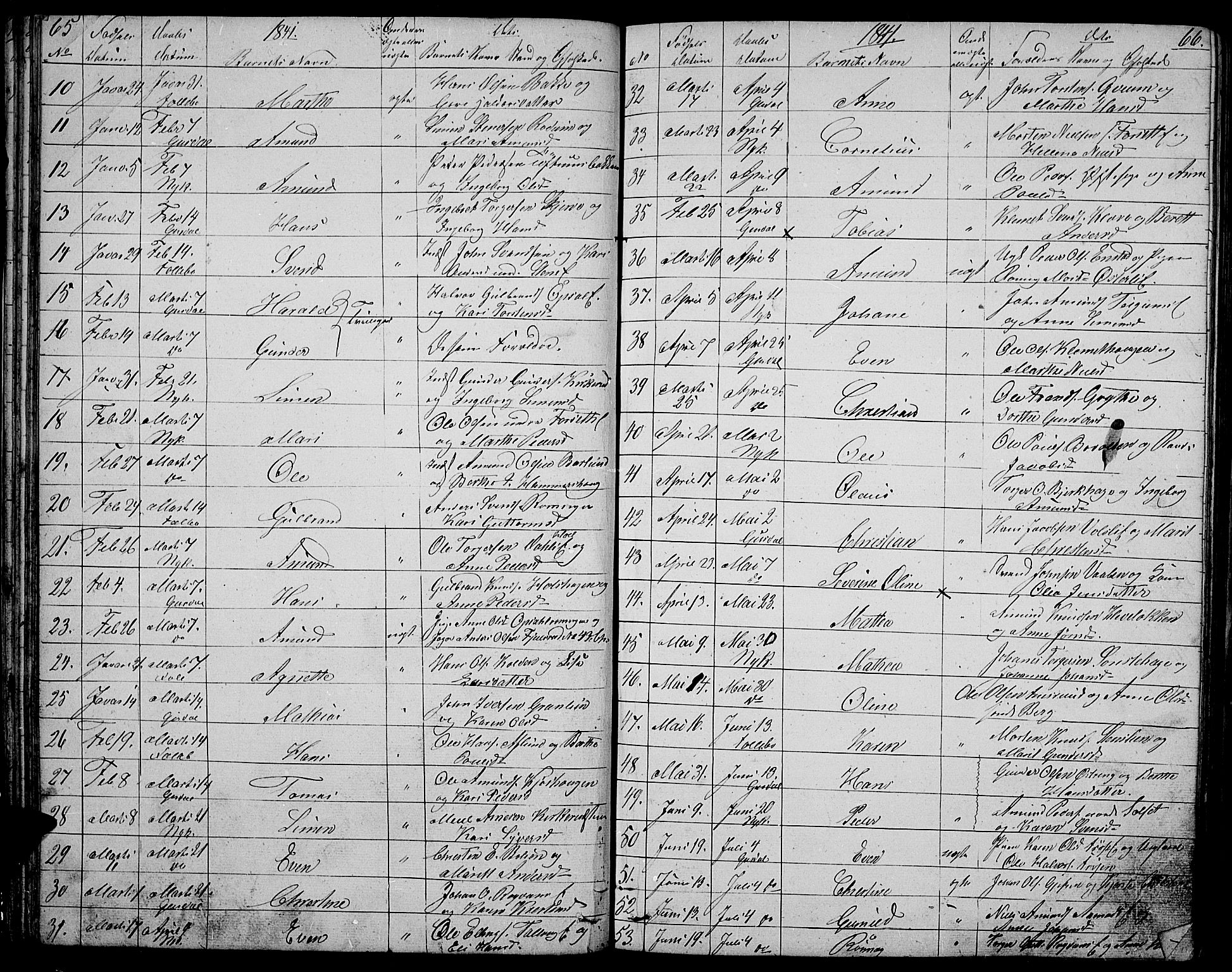 Gausdal prestekontor, SAH/PREST-090/H/Ha/Hab/L0003: Parish register (copy) no. 3, 1829-1864, p. 65-66