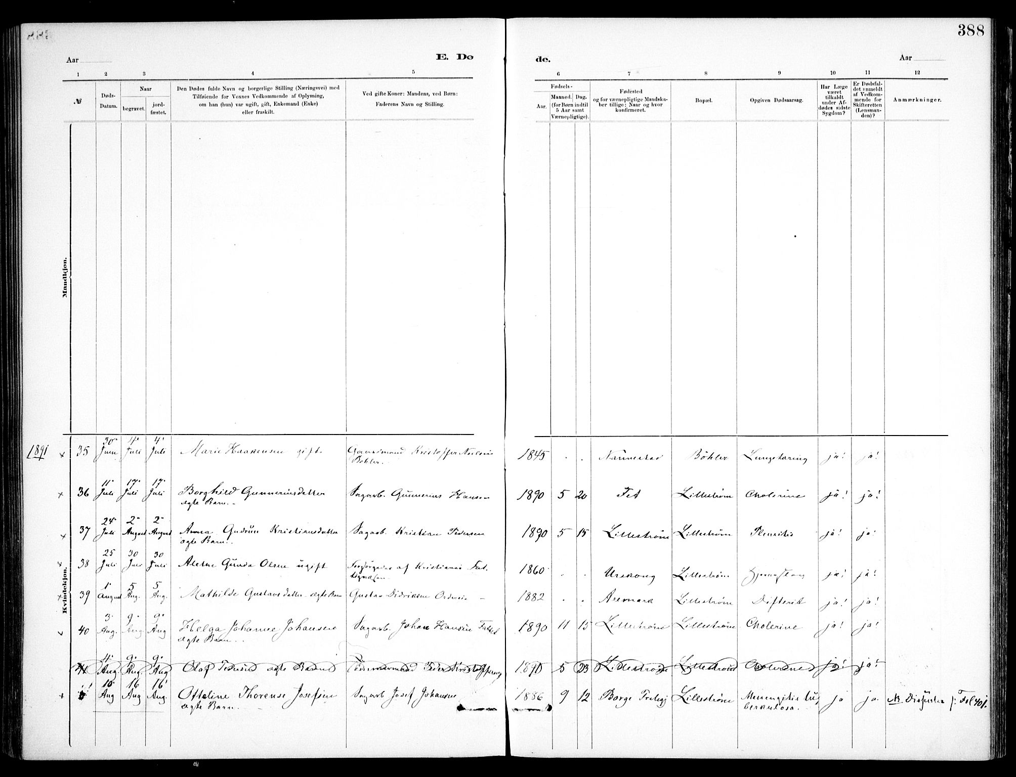 Skedsmo prestekontor Kirkebøker, SAO/A-10033a/F/Fa/L0013: Parish register (official) no. I 13, 1883-1891, p. 388