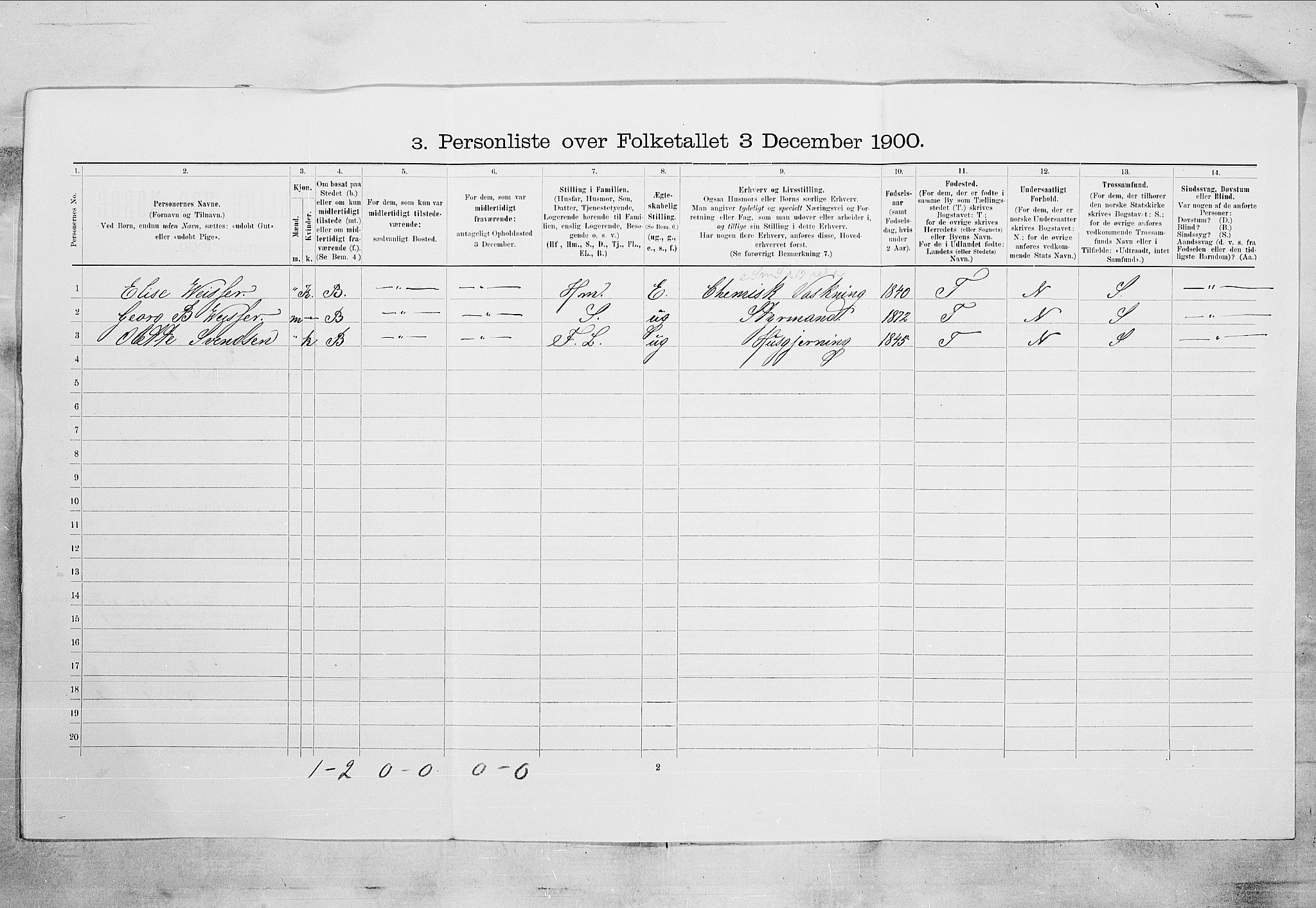 SAKO, 1900 census for Kragerø, 1900, p. 3229