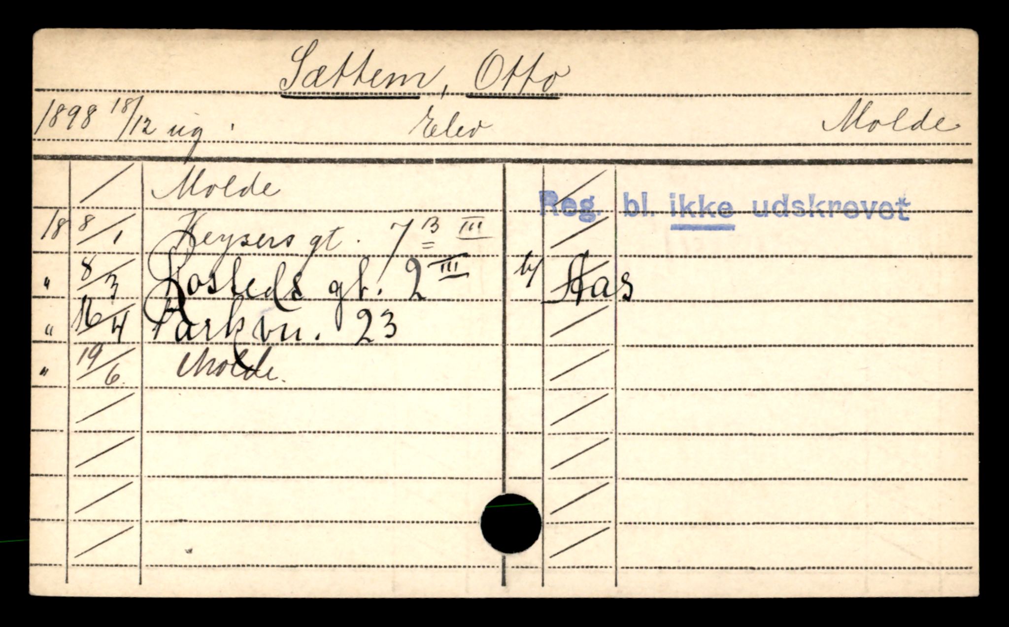 Oslo folkeregister, Registerkort, AV/SAO-A-11715/D/Da/L0084: Menn: Setsaas Olsen - Skau Hjalmar, 1906-1919