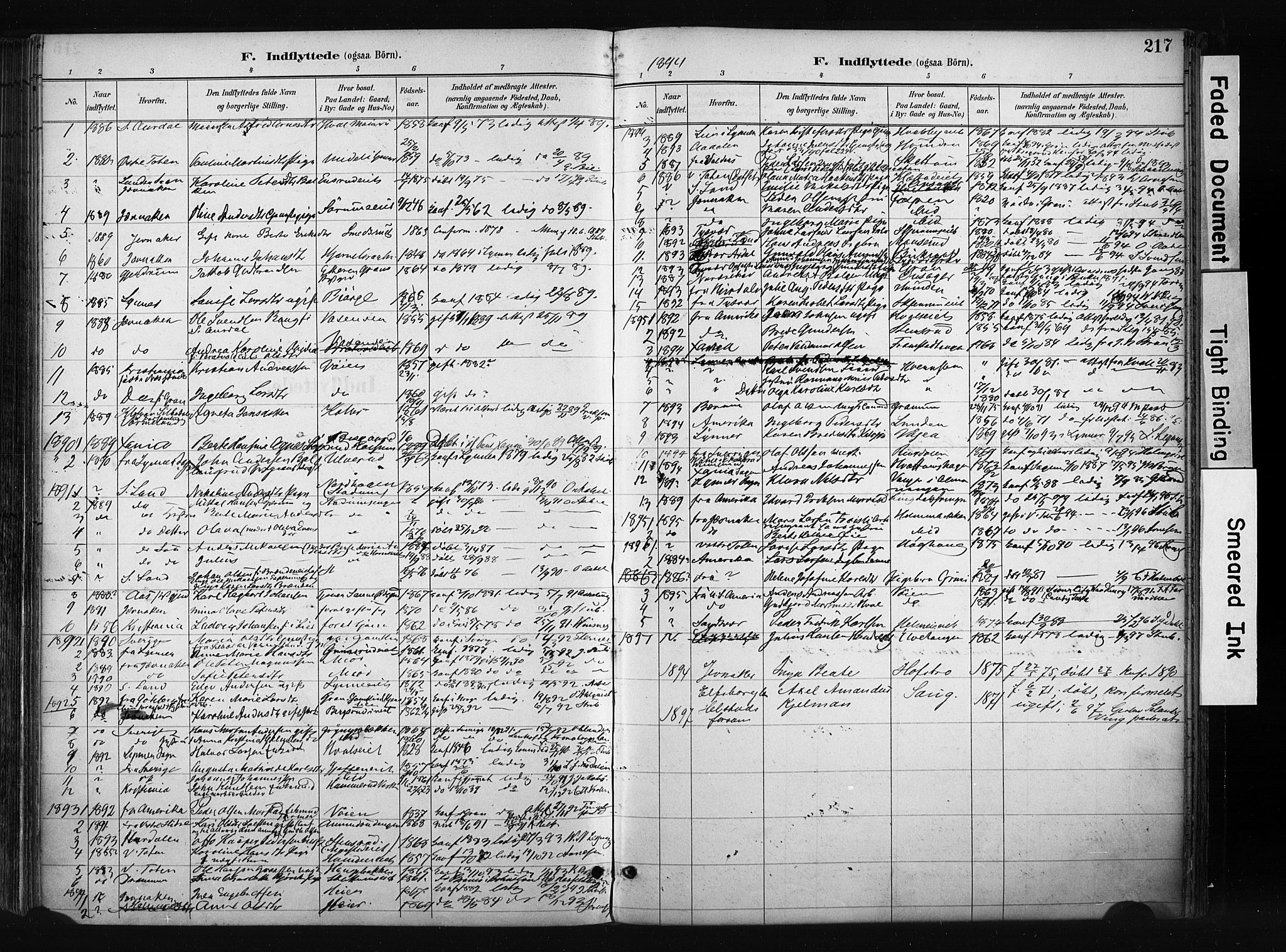 Gran prestekontor, AV/SAH-PREST-112/H/Ha/Haa/L0017: Parish register (official) no. 17, 1889-1897, p. 217