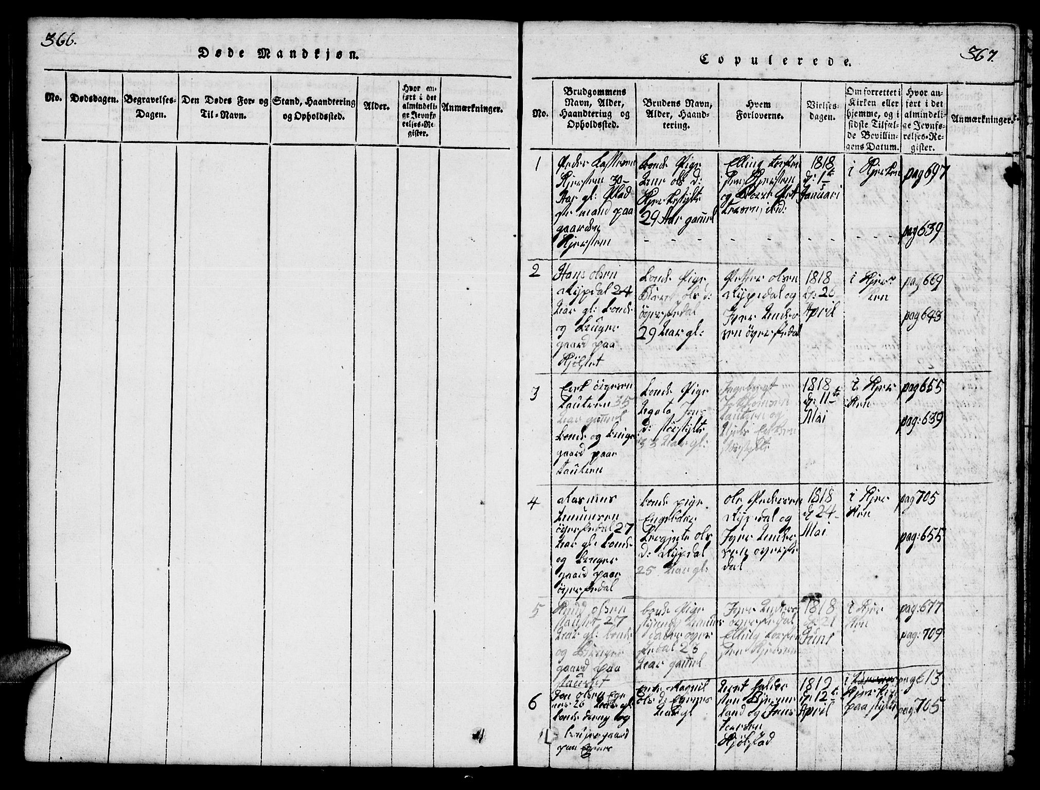 Ministerialprotokoller, klokkerbøker og fødselsregistre - Møre og Romsdal, SAT/A-1454/541/L0546: Parish register (copy) no. 541C01, 1818-1856, p. 366-367