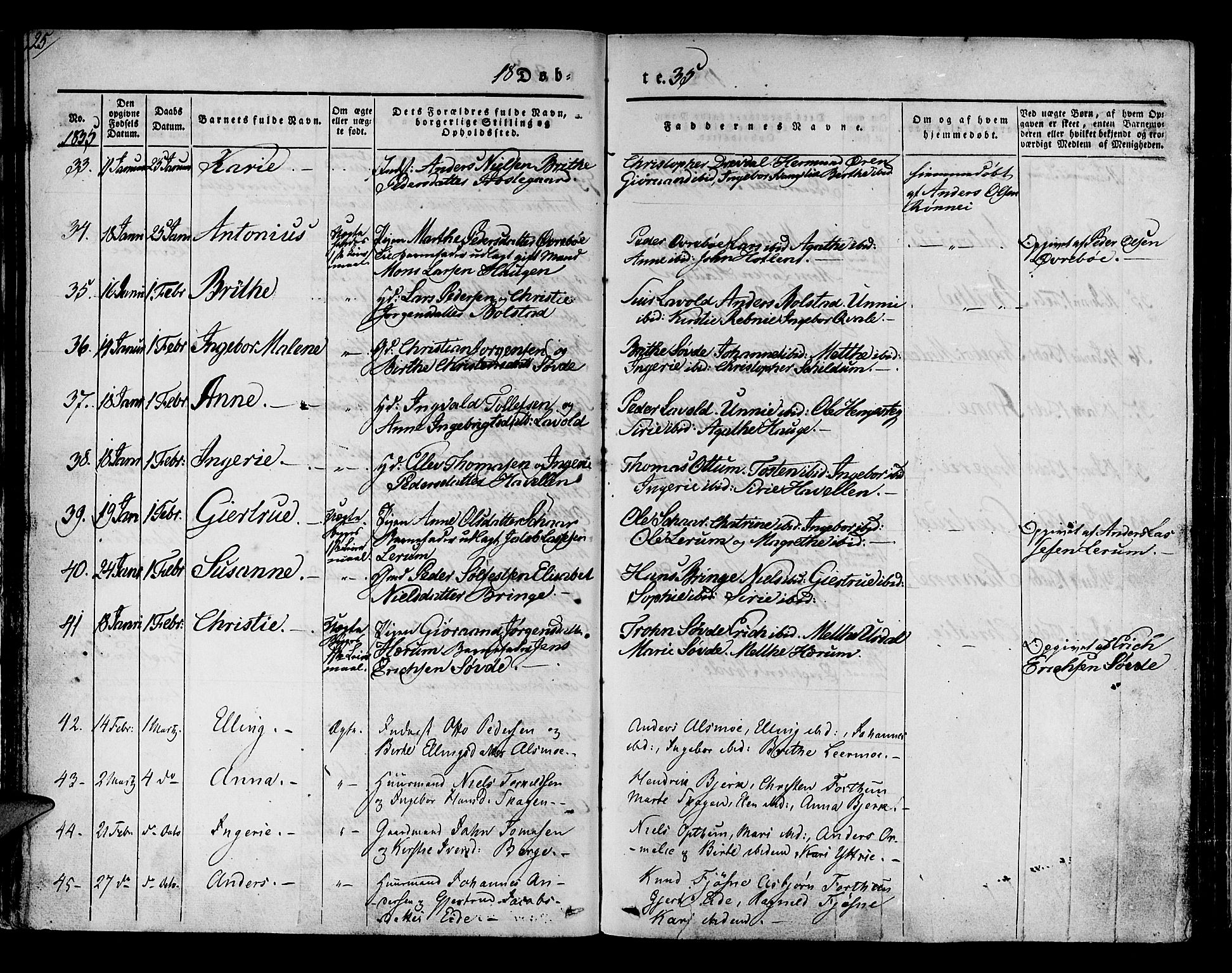 Luster sokneprestembete, AV/SAB-A-81101/H/Haa/Haaa/L0005: Parish register (official) no. A 5, 1831-1841, p. 25