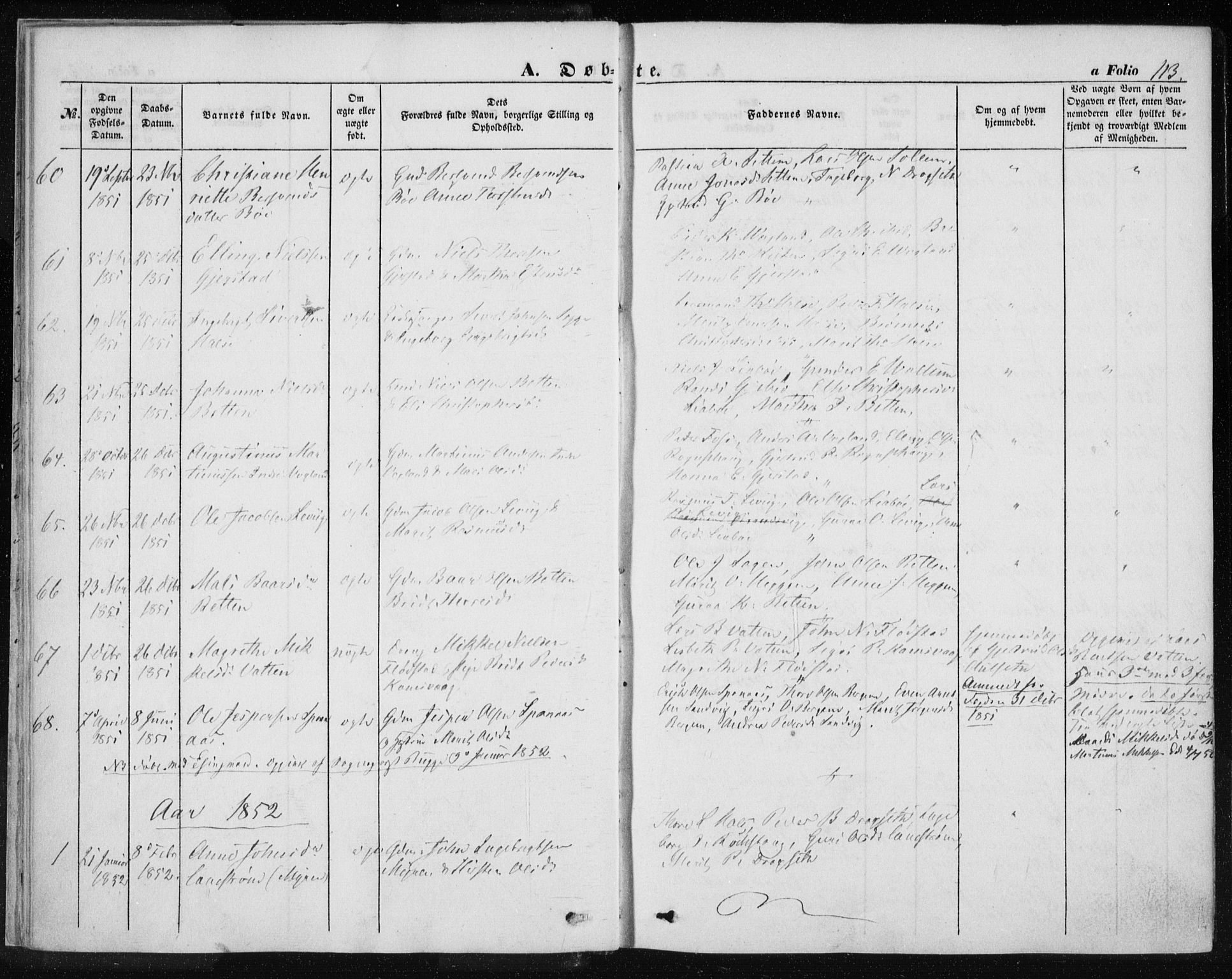 Ministerialprotokoller, klokkerbøker og fødselsregistre - Møre og Romsdal, SAT/A-1454/576/L0883: Parish register (official) no. 576A01, 1849-1865, p. 113