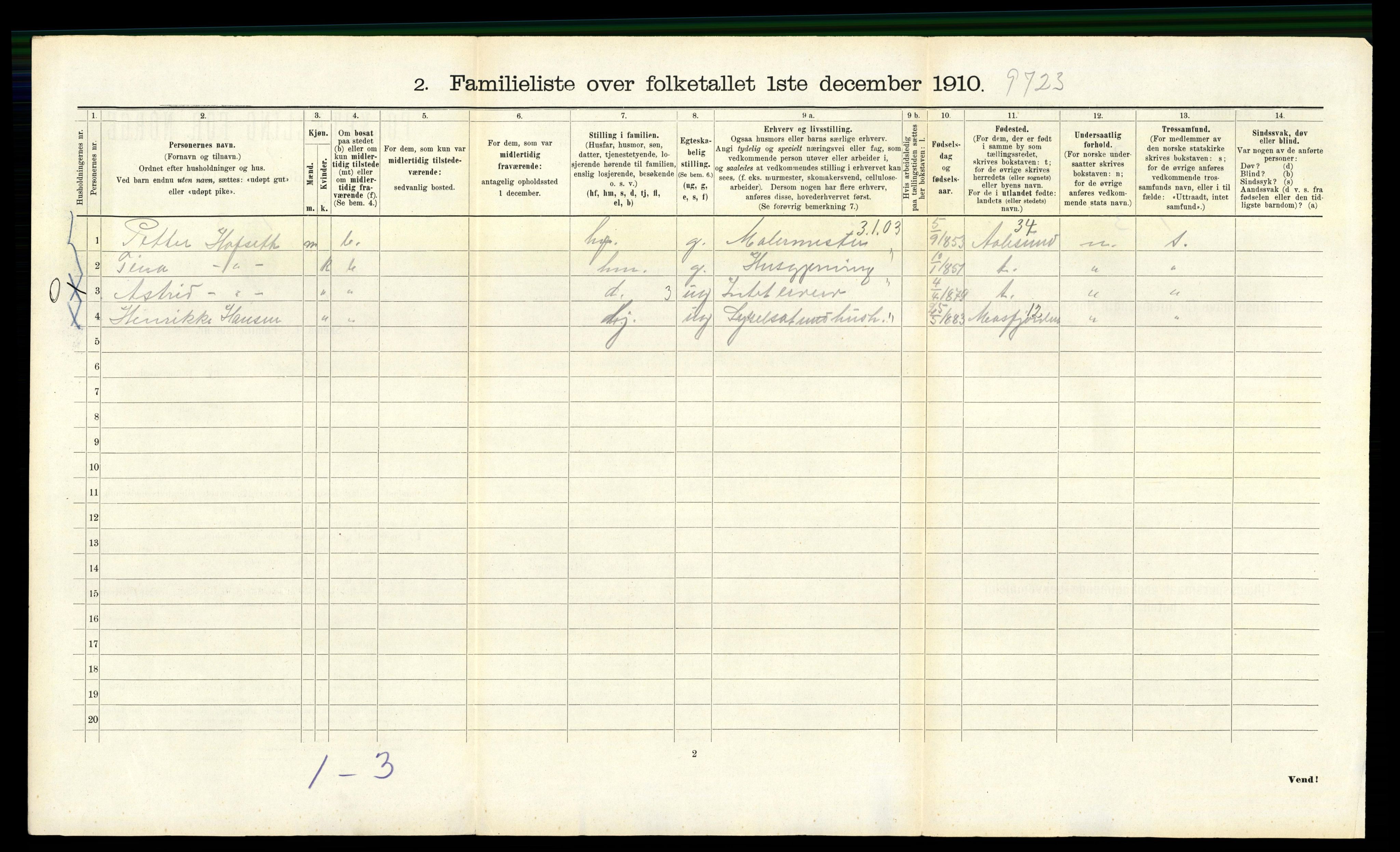 RA, 1910 census for Bergen, 1910, p. 13842